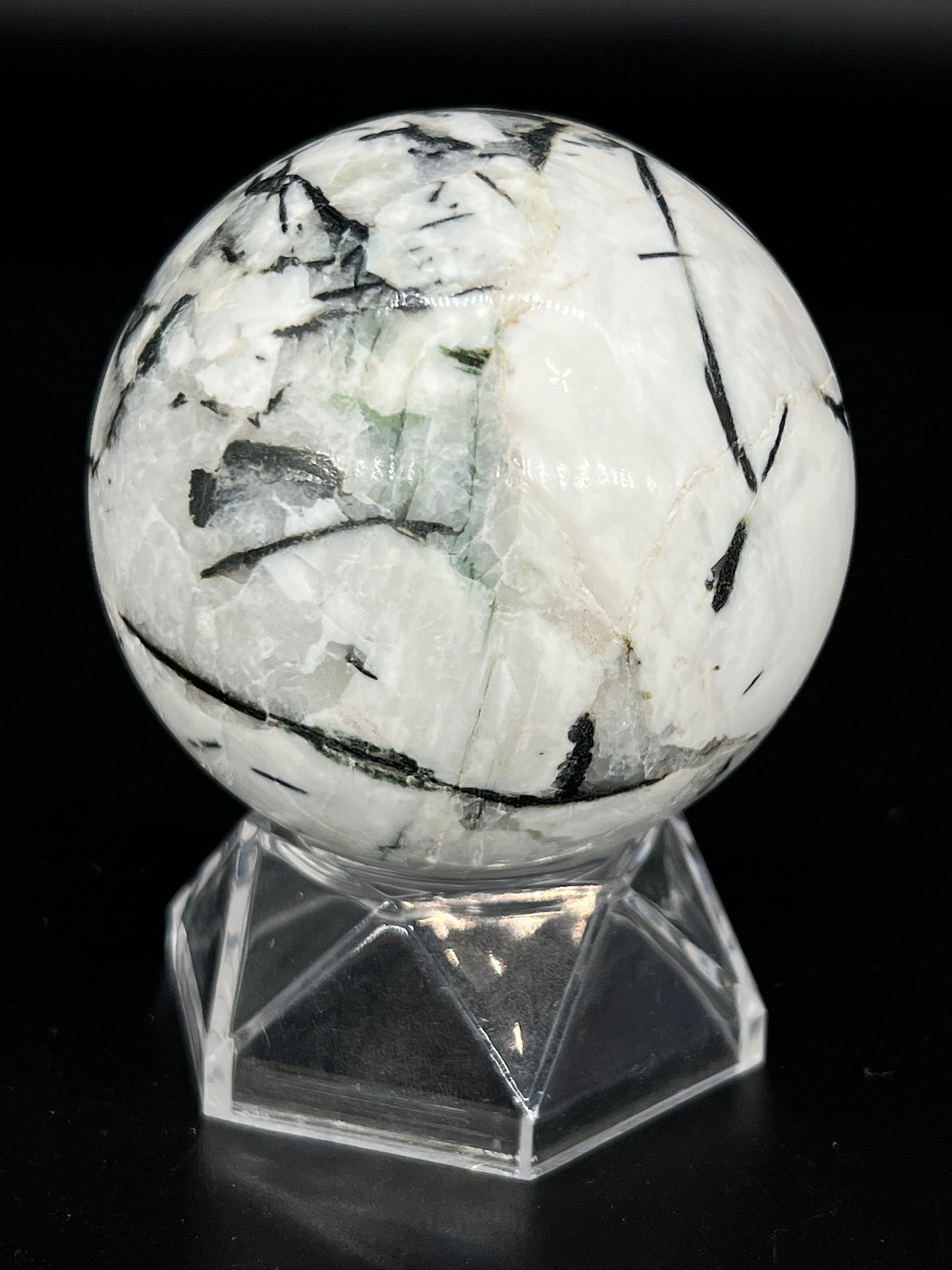 Black Tourmaline with Albite Sphere