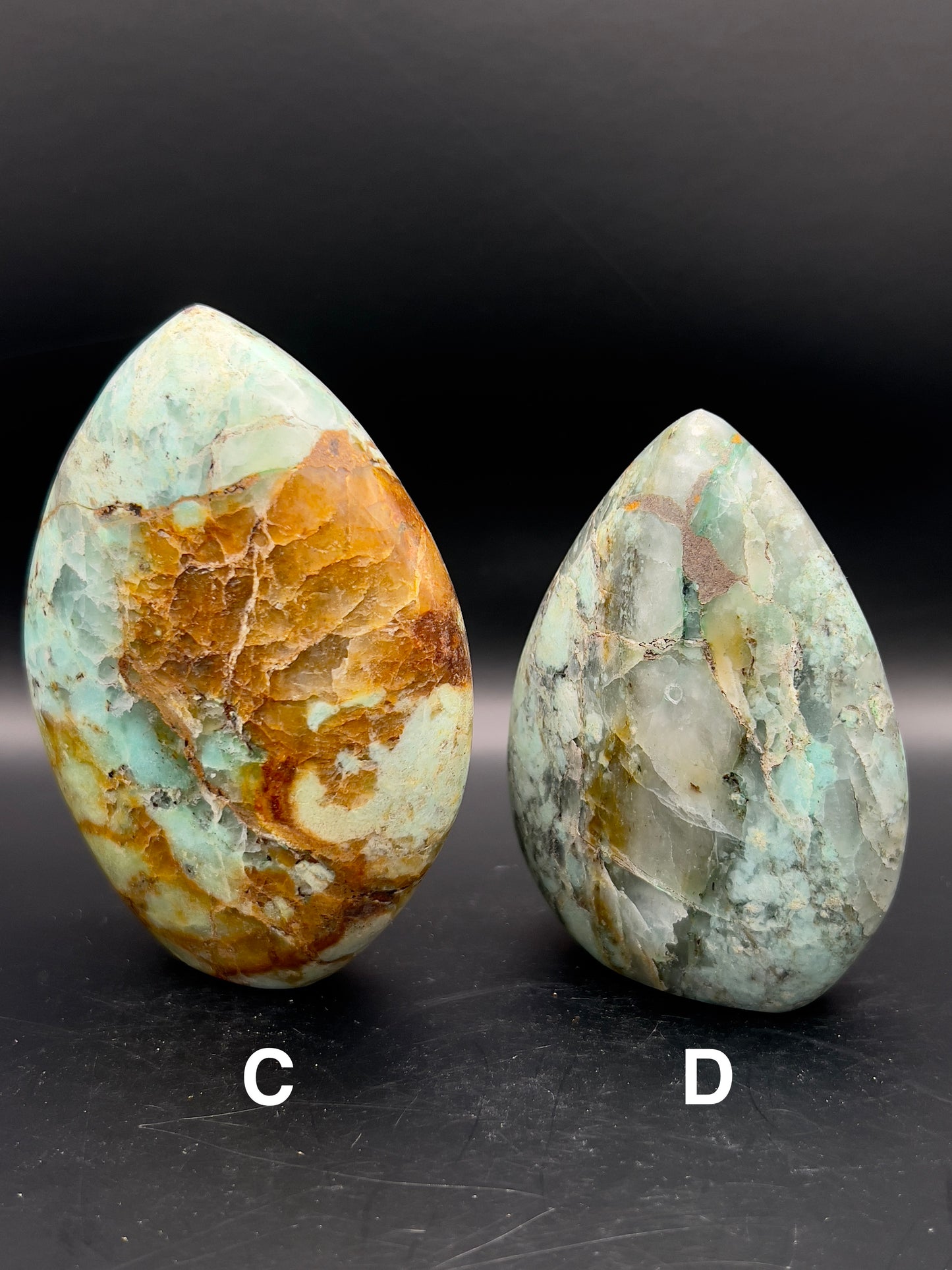 Amazonite & Smokey Quartz Flame Carving / Freeform