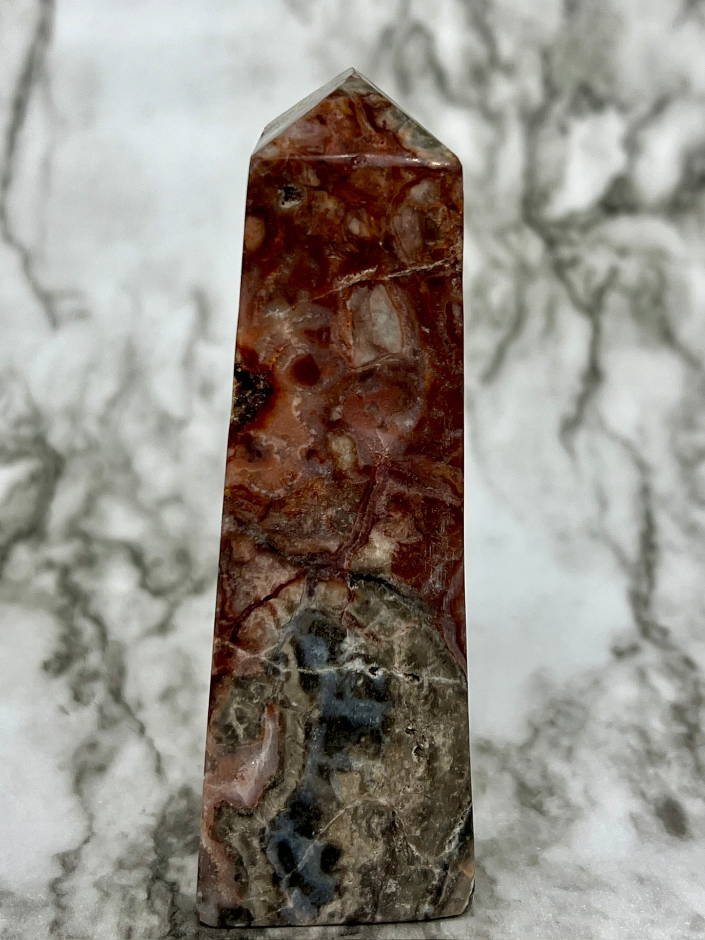 Red Druzy Sphalerite & Quartz Tower