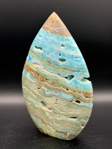 Blue Aragonite & Smithsonite Flame / Carving