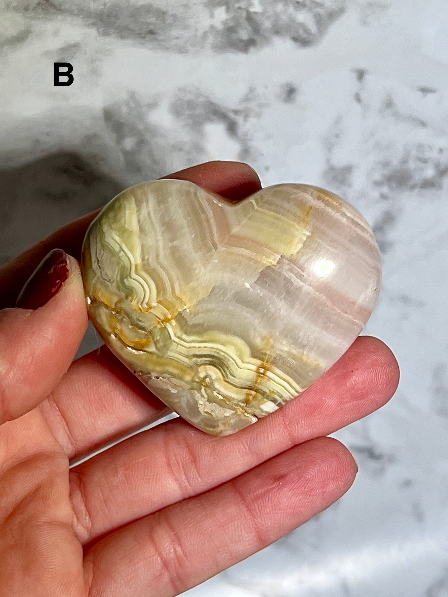 Pink Banded Onyx Heart