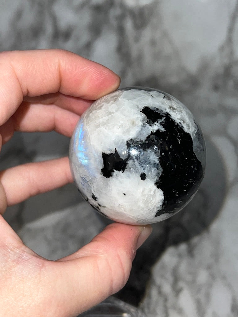 Rainbow / Blue Flash Moonstone Sphere