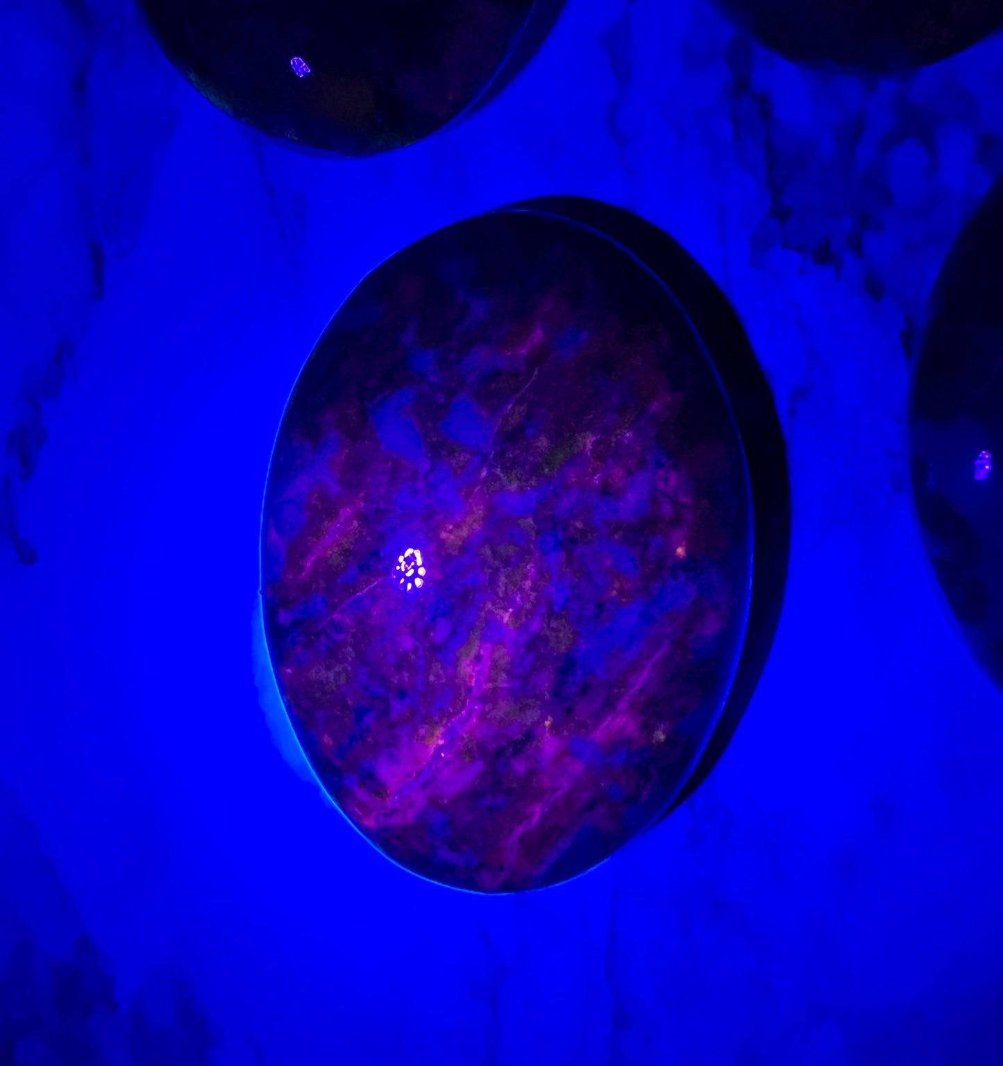 Sodalite & Hackmanite UV Reactive Palm