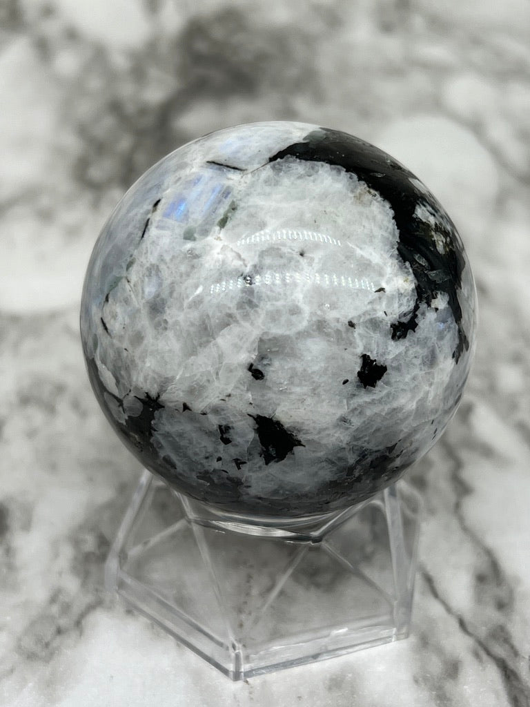 Rainbow / Blue Flash Moonstone Sphere