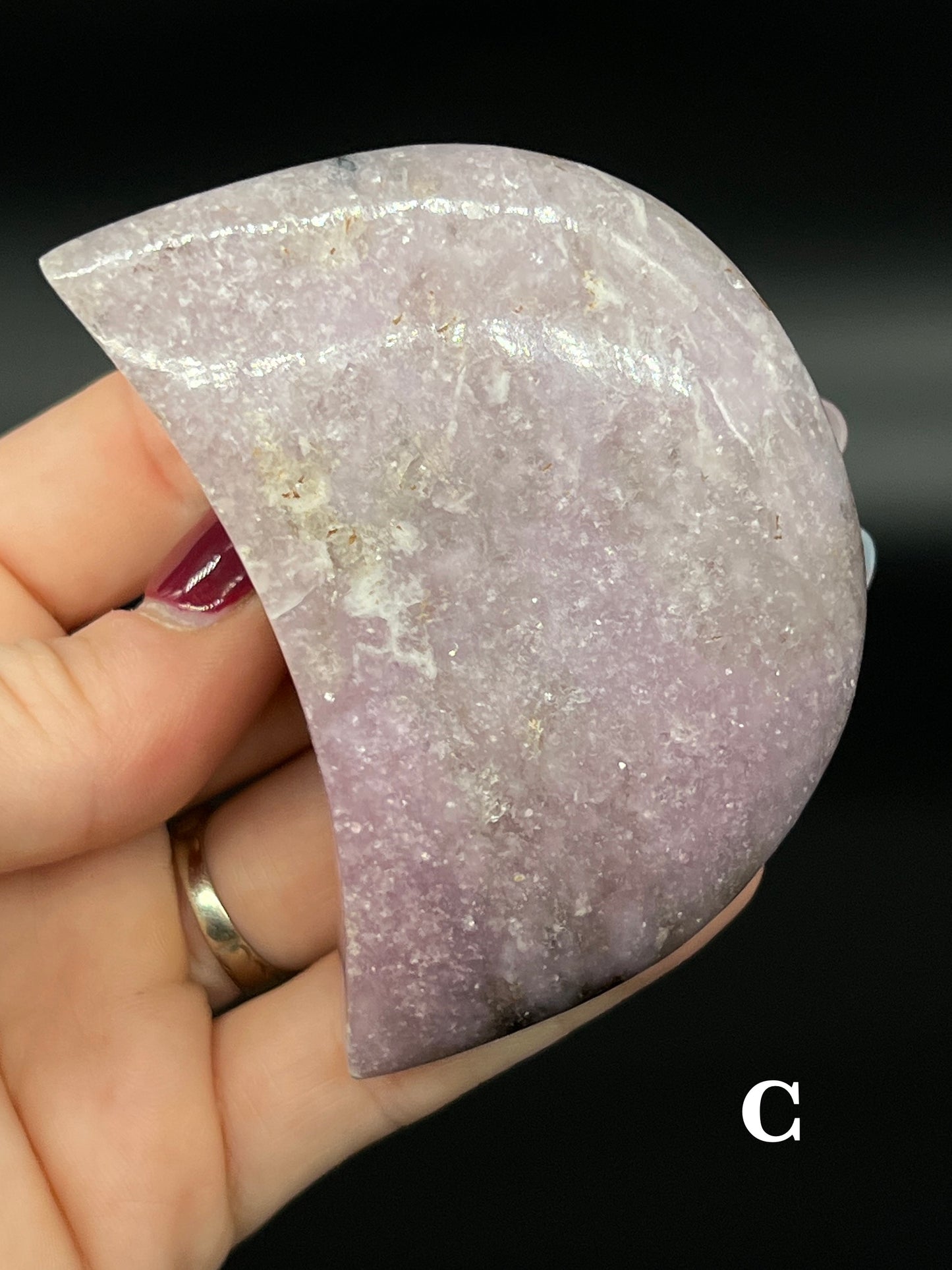Lepidolite Moon Carving