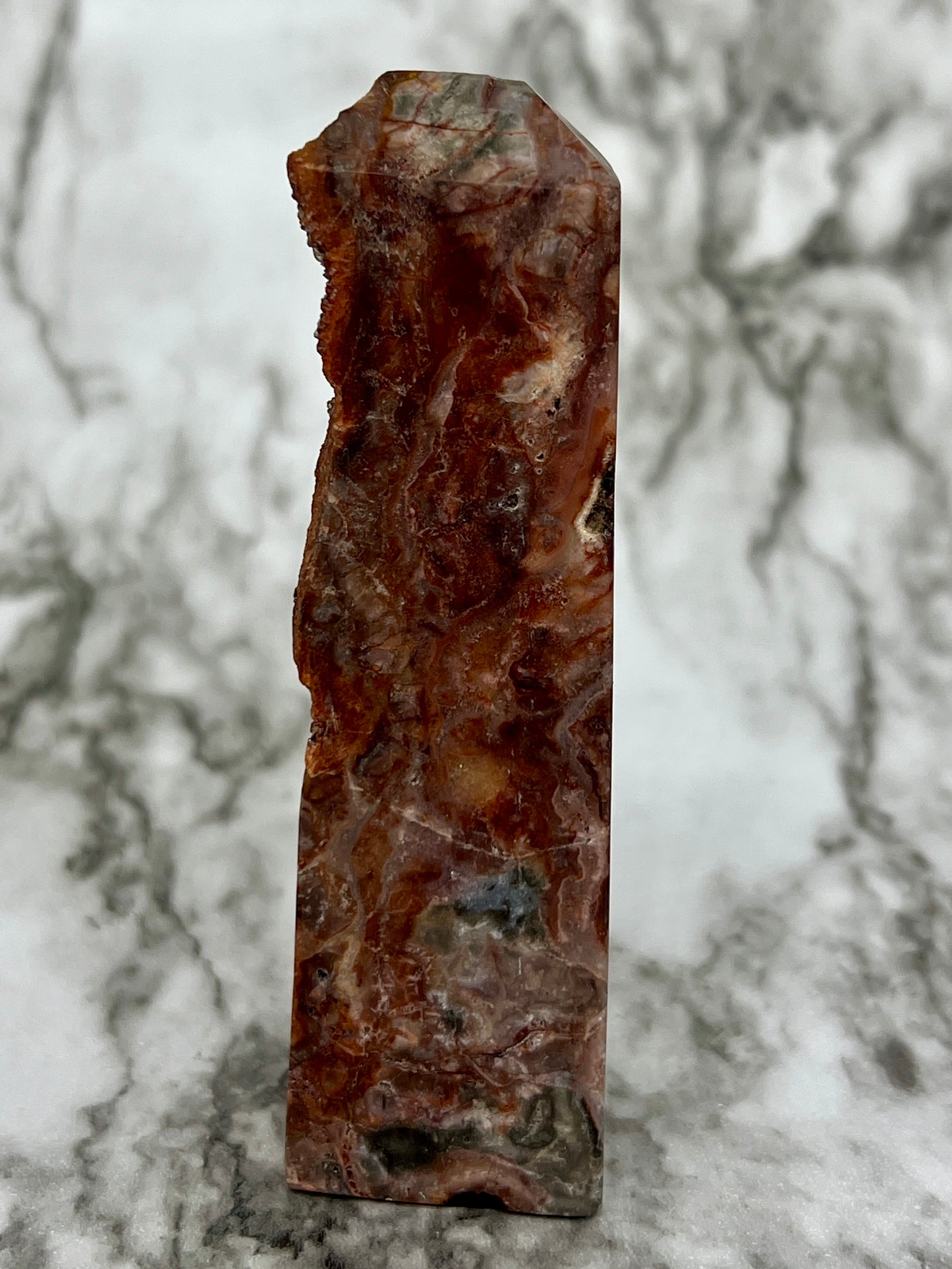 Red Druzy Sphalerite & Quartz Tower