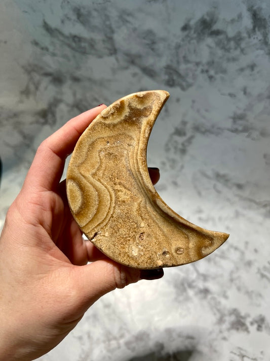 Chocolate Calcite Moon Bowl