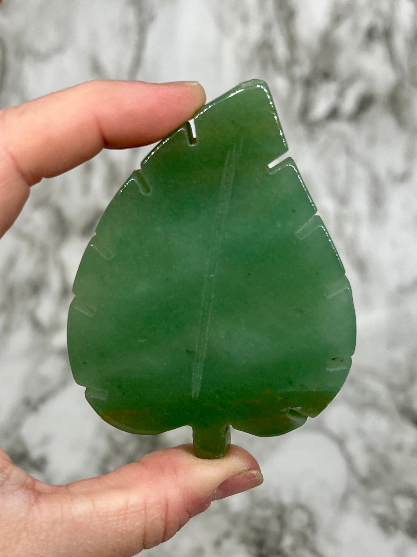 Green Aventurine Monstera Leaf Carving