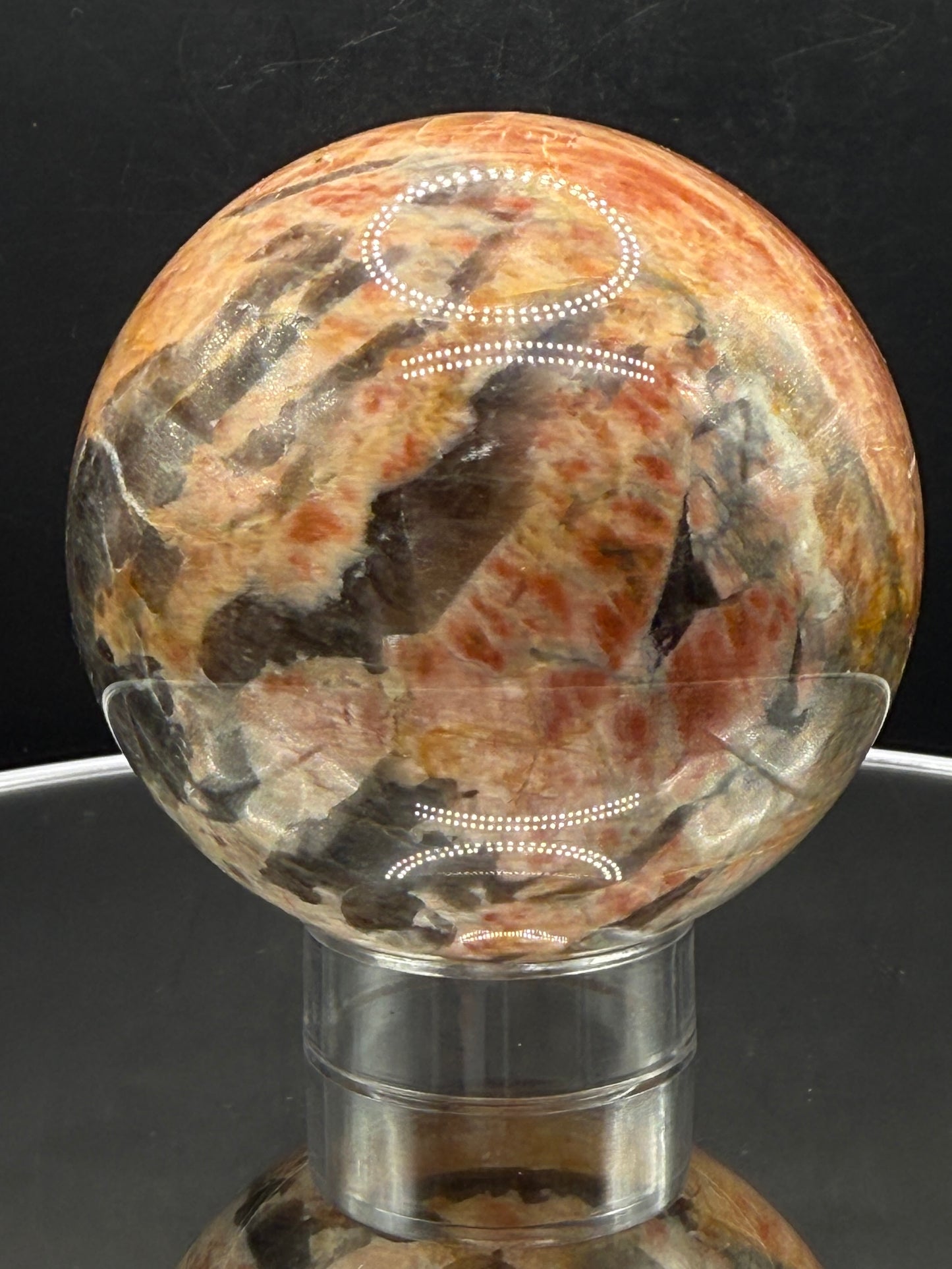 Orange Moonstone and Smokey Quartz Sphere