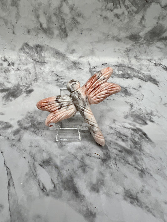 Strawberry Jasper Dragonfly Carving