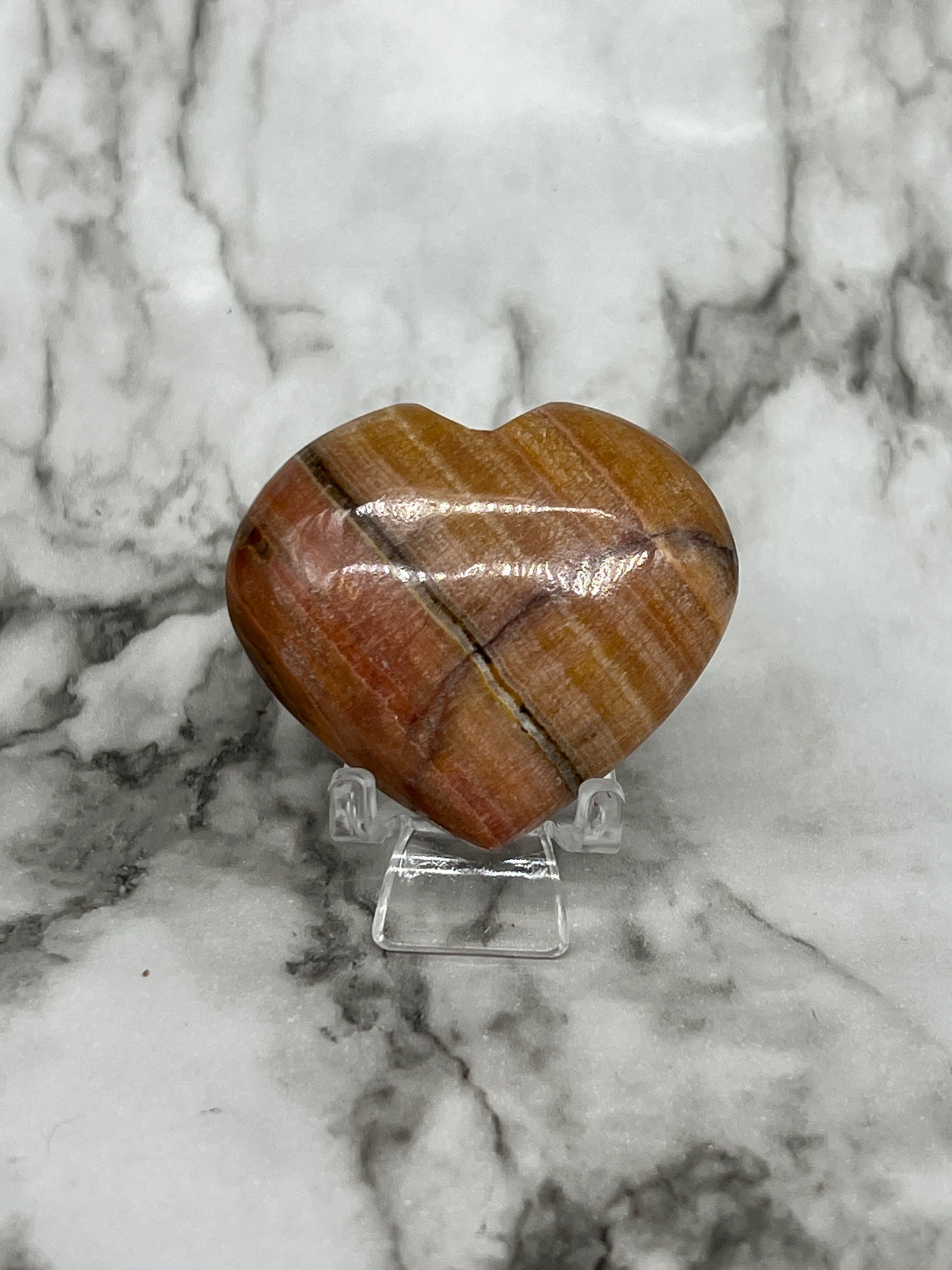 Peach Calcite Heart Carving