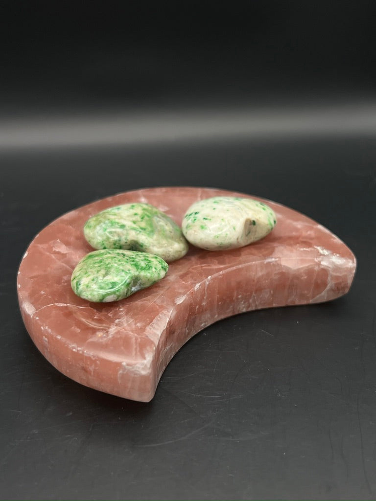 Rose Calcite Moon Bowl / Carving