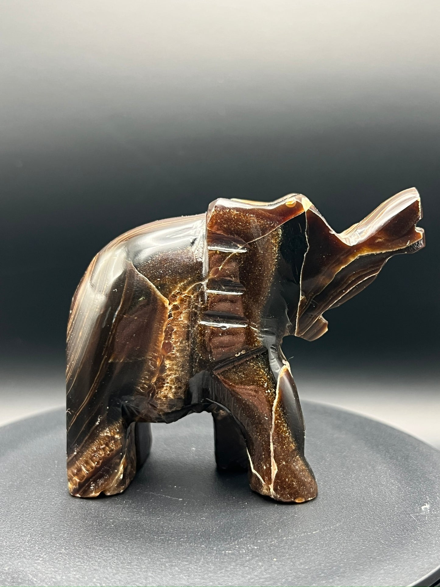 Chocolate Calcite Elephant Carving