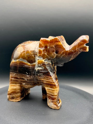 Chocolate Calcite Elephant Carving