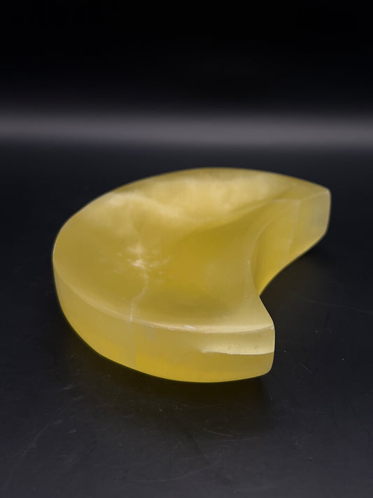 Lemon Calcite Moon Bowl / Carving