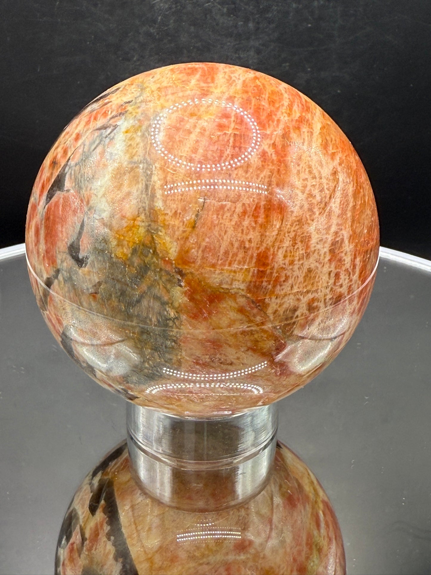 Orange Moonstone and Smokey Quartz Sphere