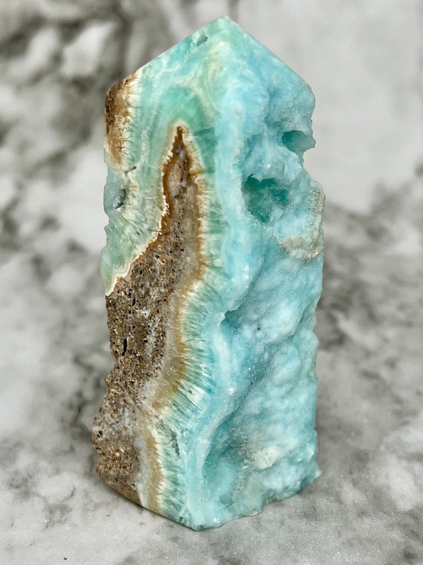 Blue Aragonite Specimen Tower