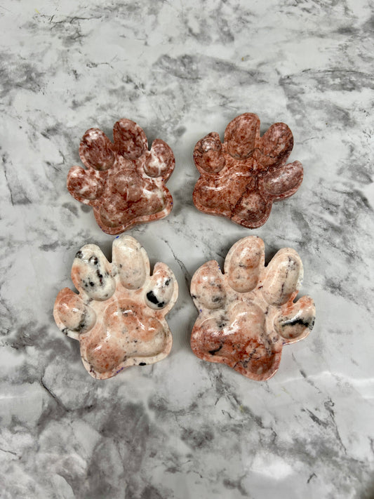 Strawberry Jasper Paw Carving