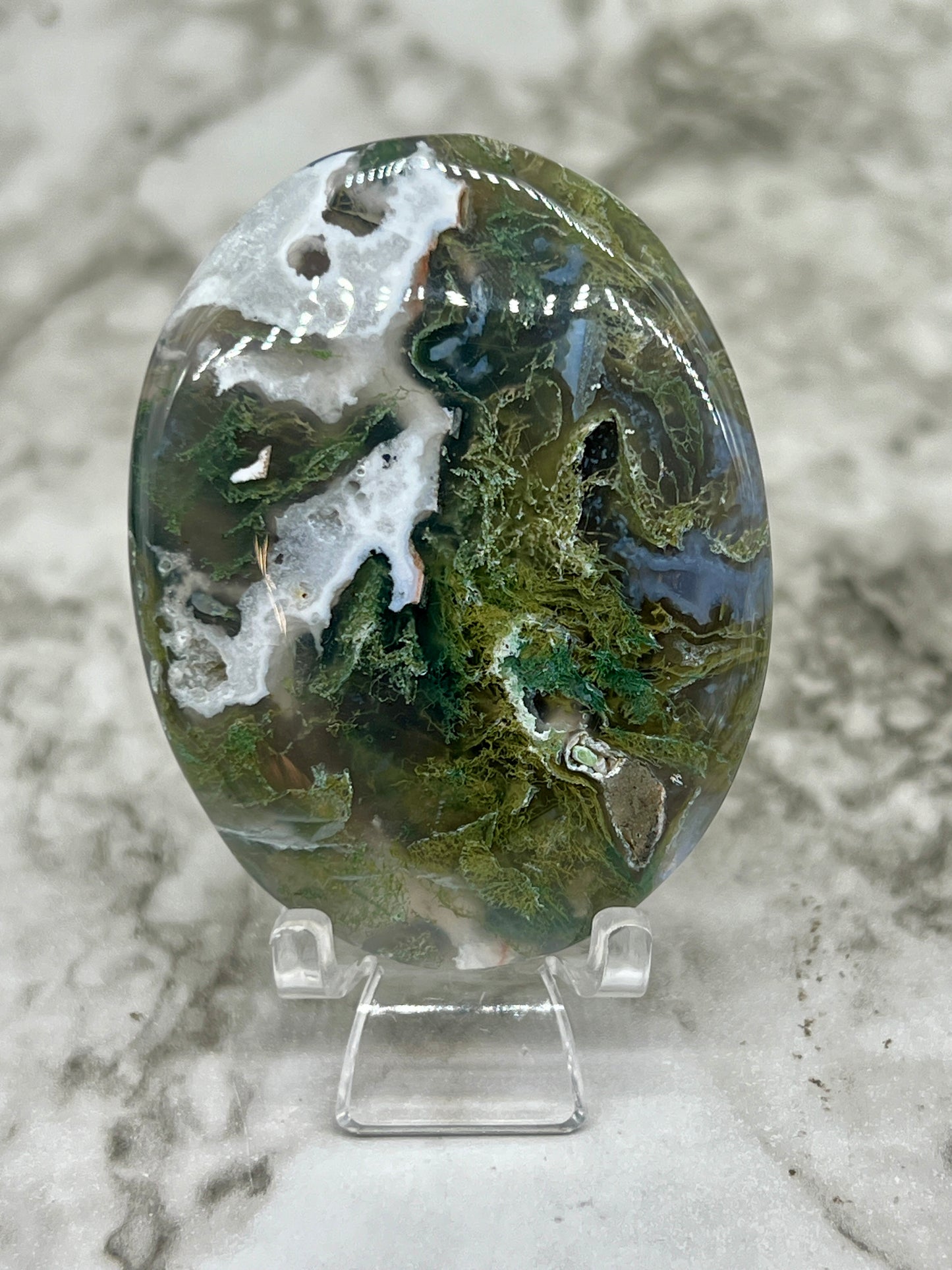 Moss Agate Palm Stone