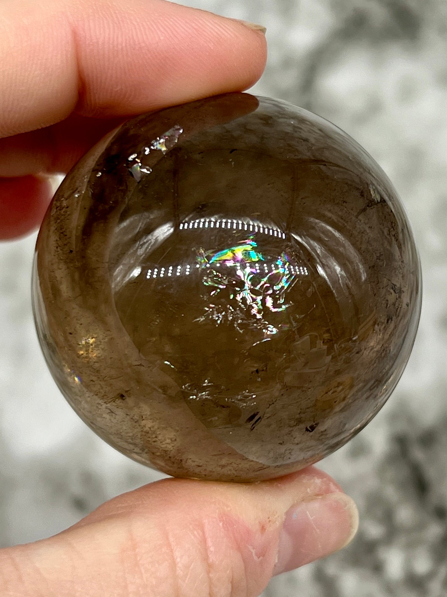 Smokey Quartz Sphere 🌈 Rainbow Inclusions