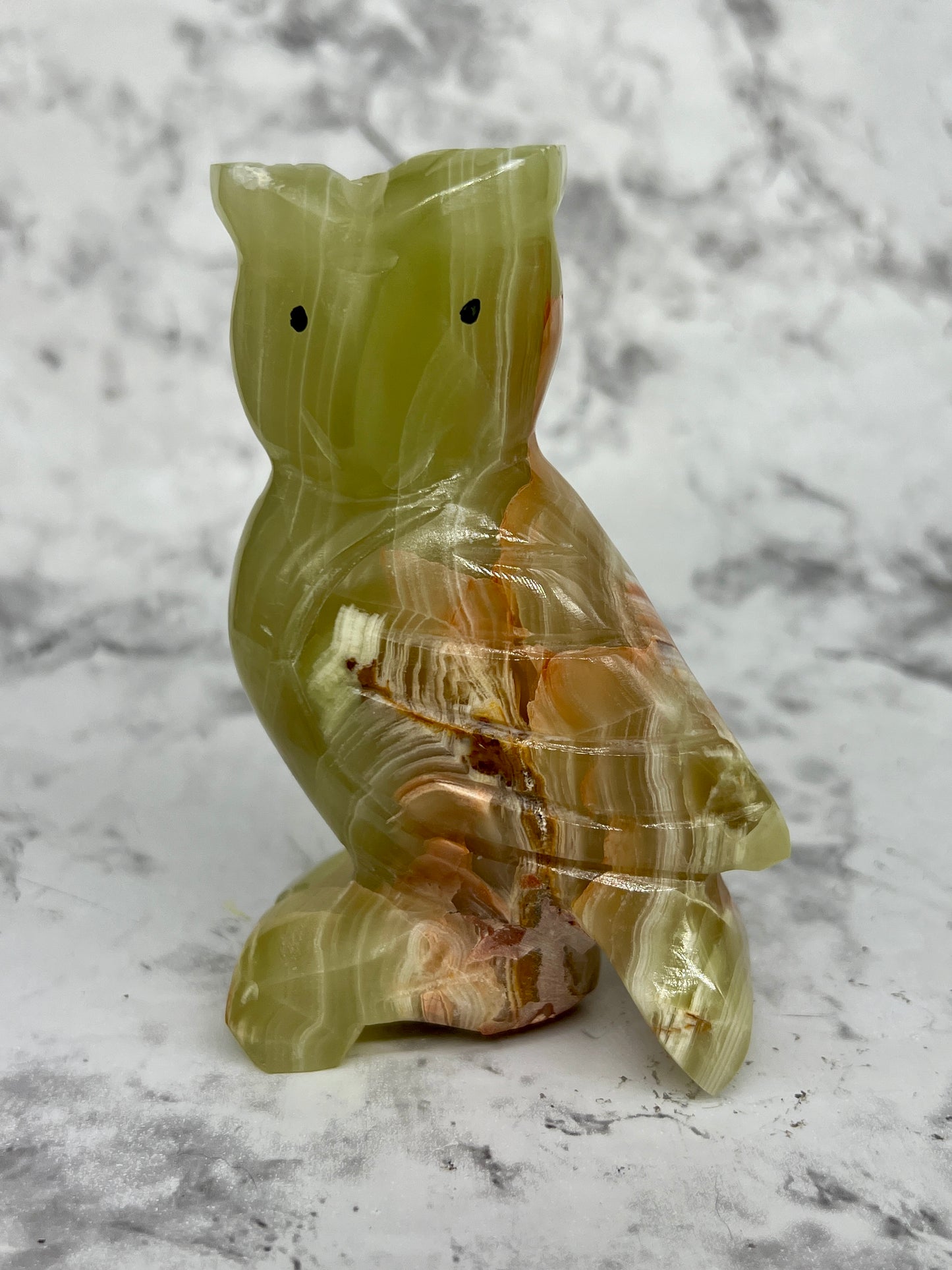 Green Onyx Owl Carving