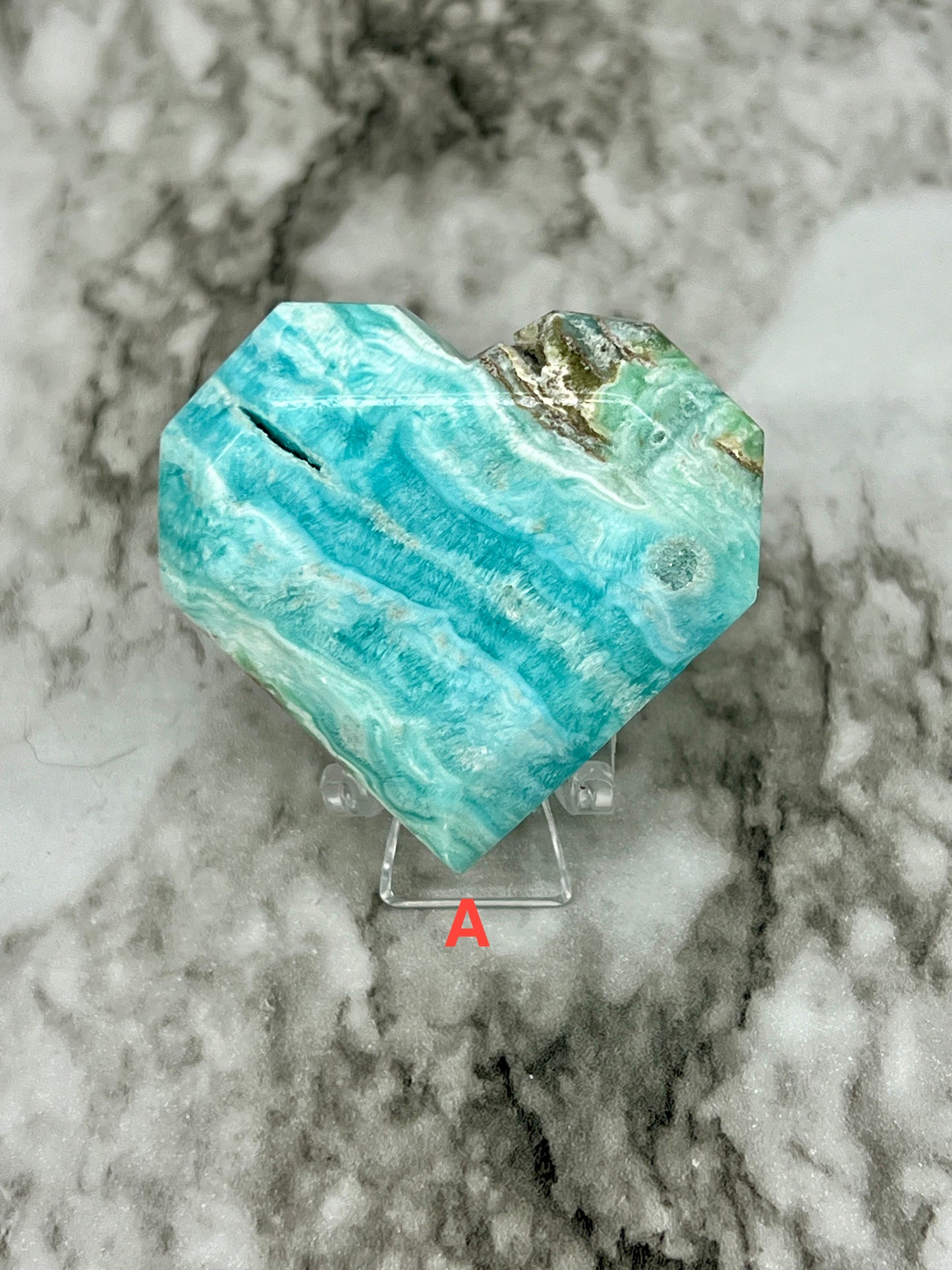 Blue Aragonite & Smithsonite Faceted Heart