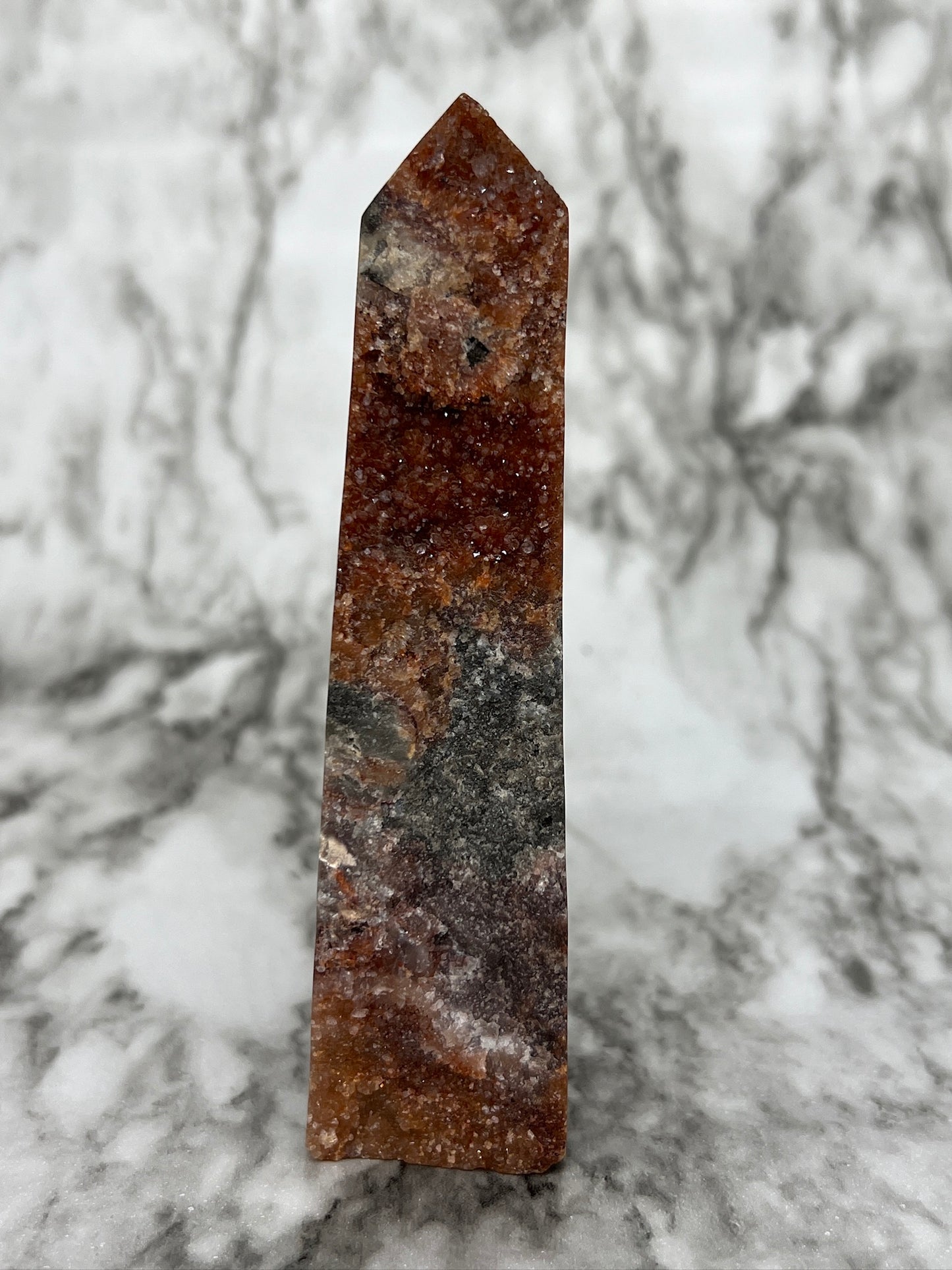 Red Druzy Sphalerite & Quartz Tower