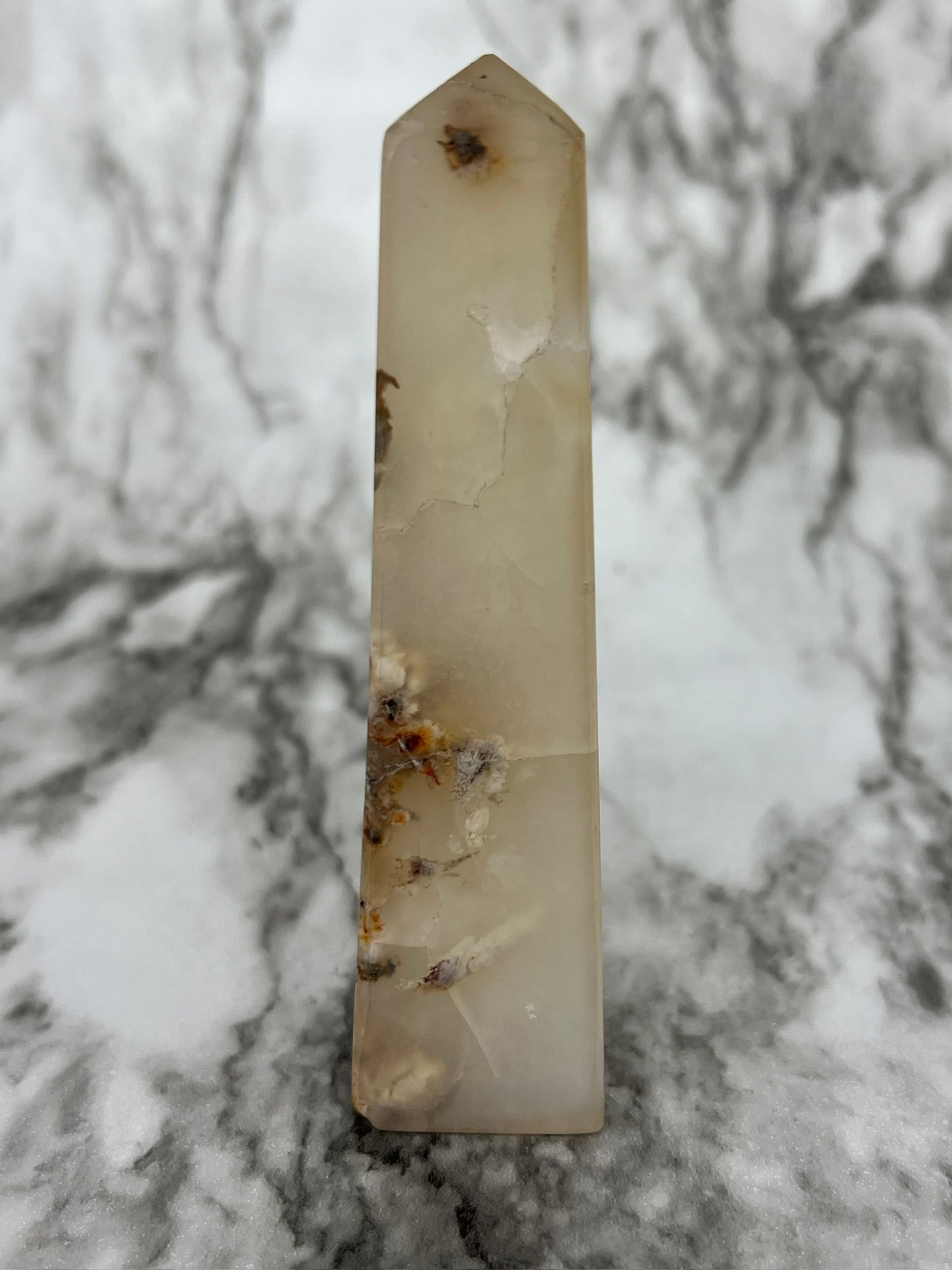 Sakura Plume Agate Tower