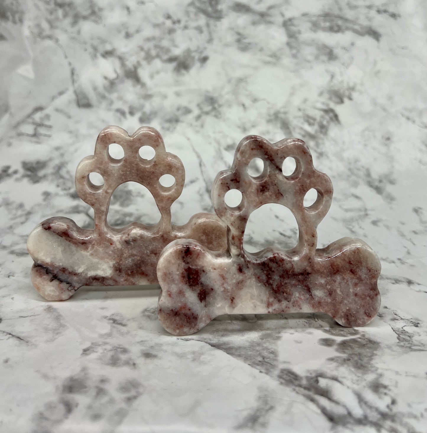 Strawberry Jasper Paw & Bone Carving