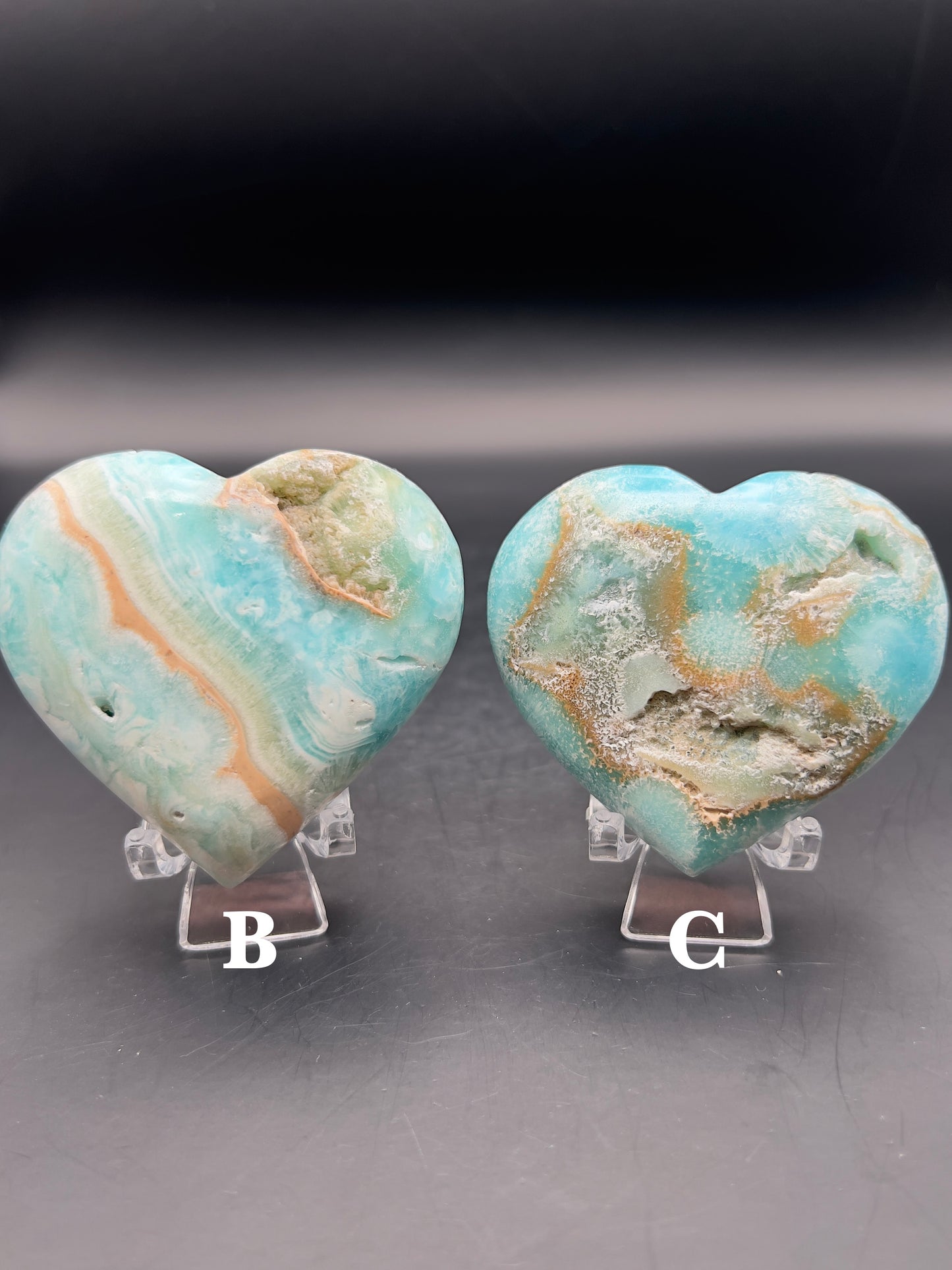 High Grade Blue Aragonite and Smithsonite Heart