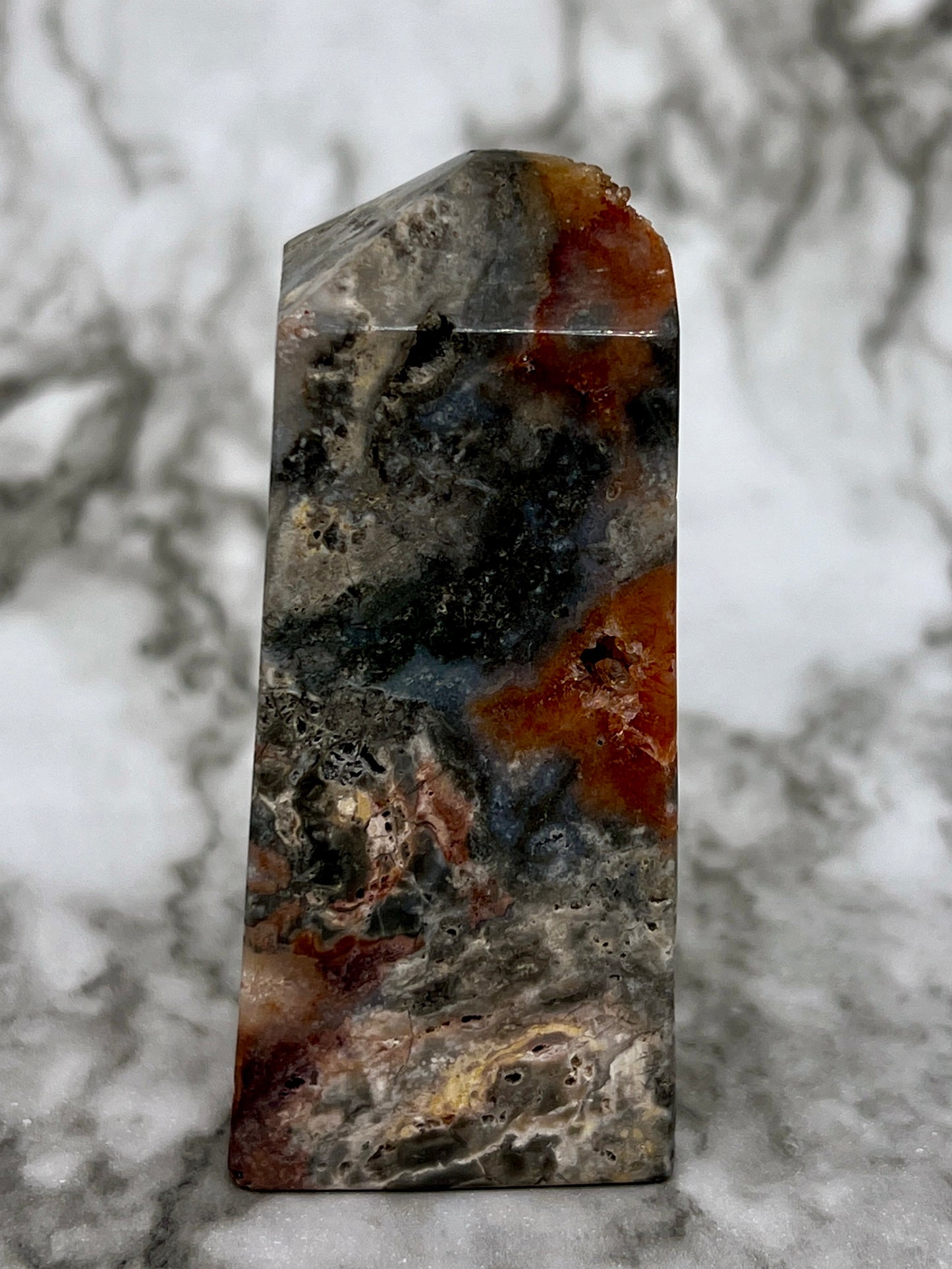 Red Druzy Sphalerite & Quartz Tower