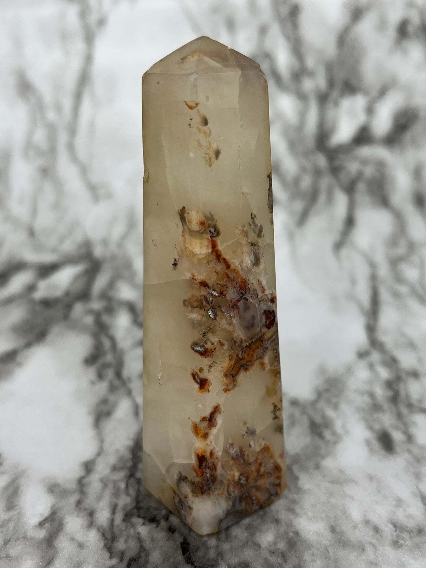 Sakura Plume Agate Tower