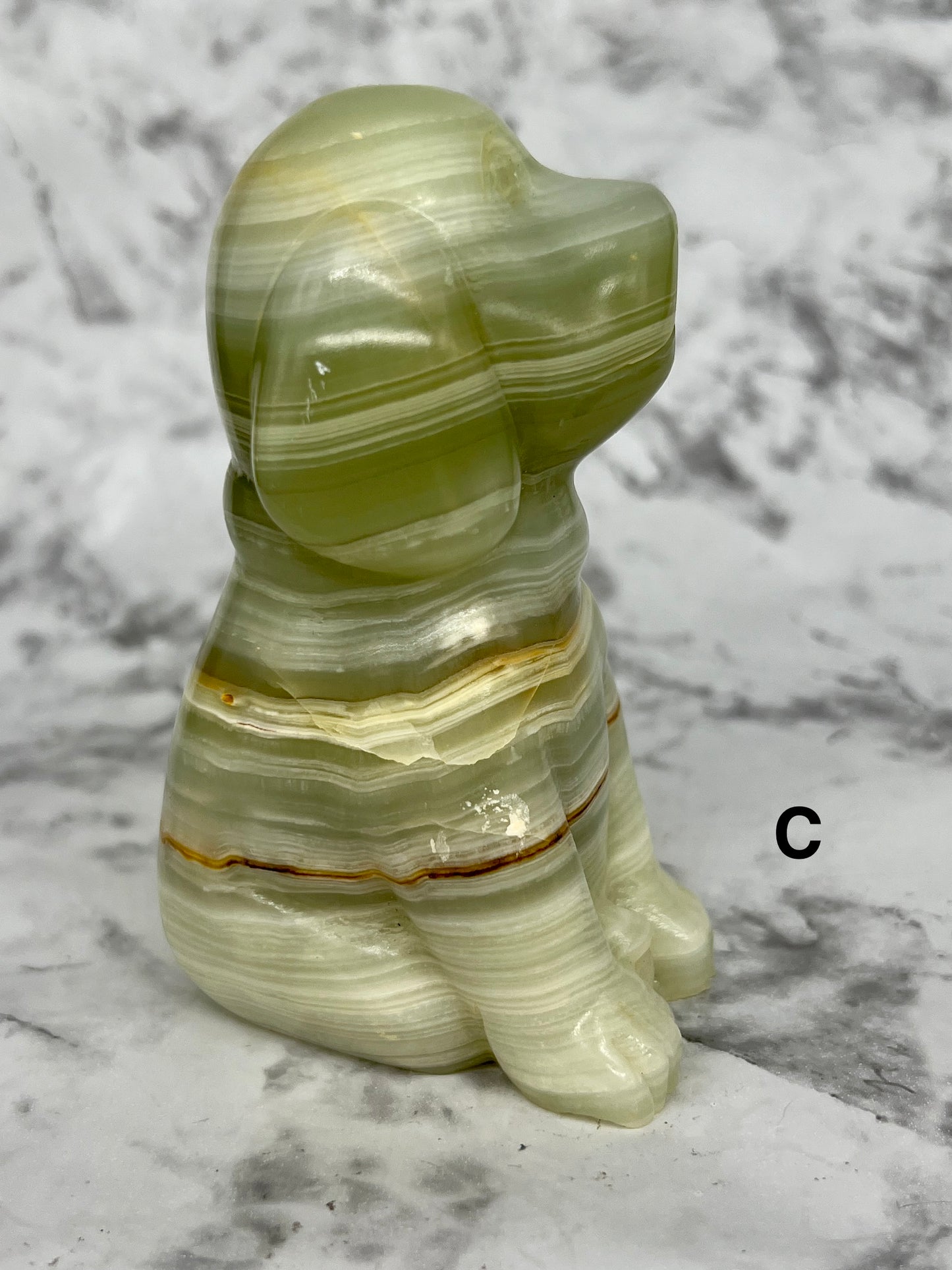 Green Onyx Dog Carving