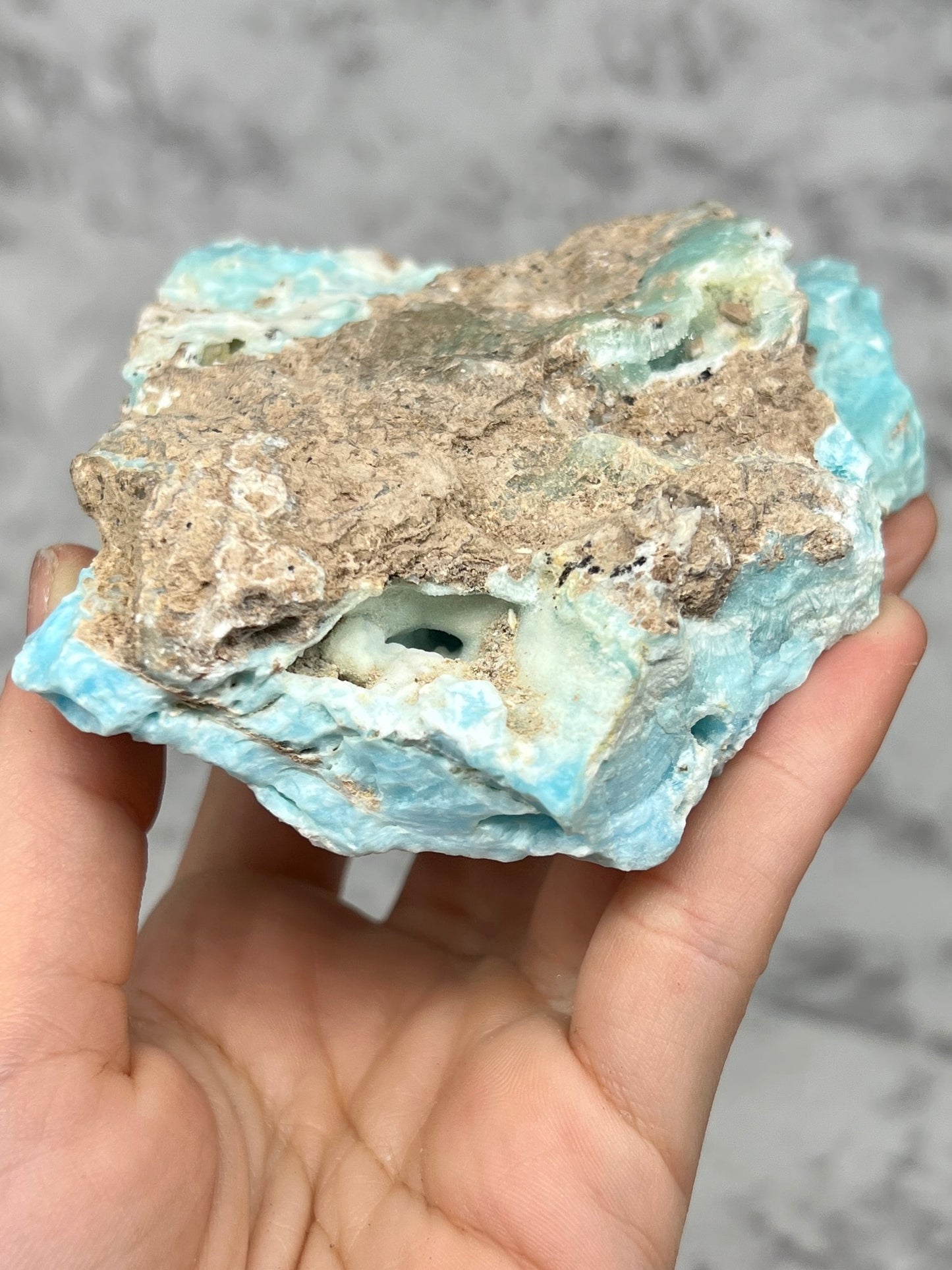 Blue Aragonite Specimen with Druzy Small Pockets