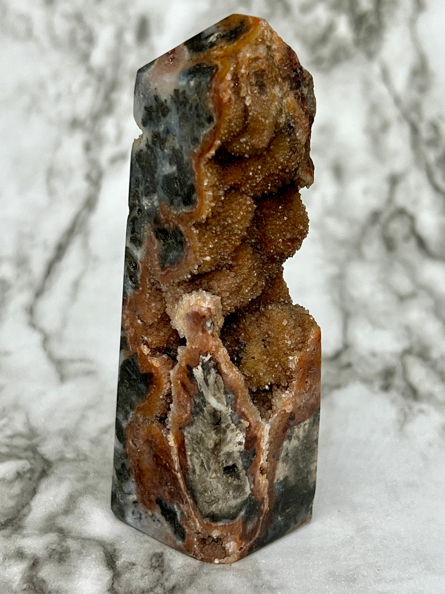 Red Druzy Sphalerite & Quartz Tower