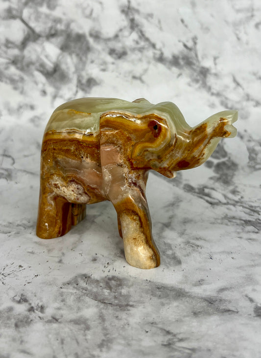 Green Onyx Elephant Carving