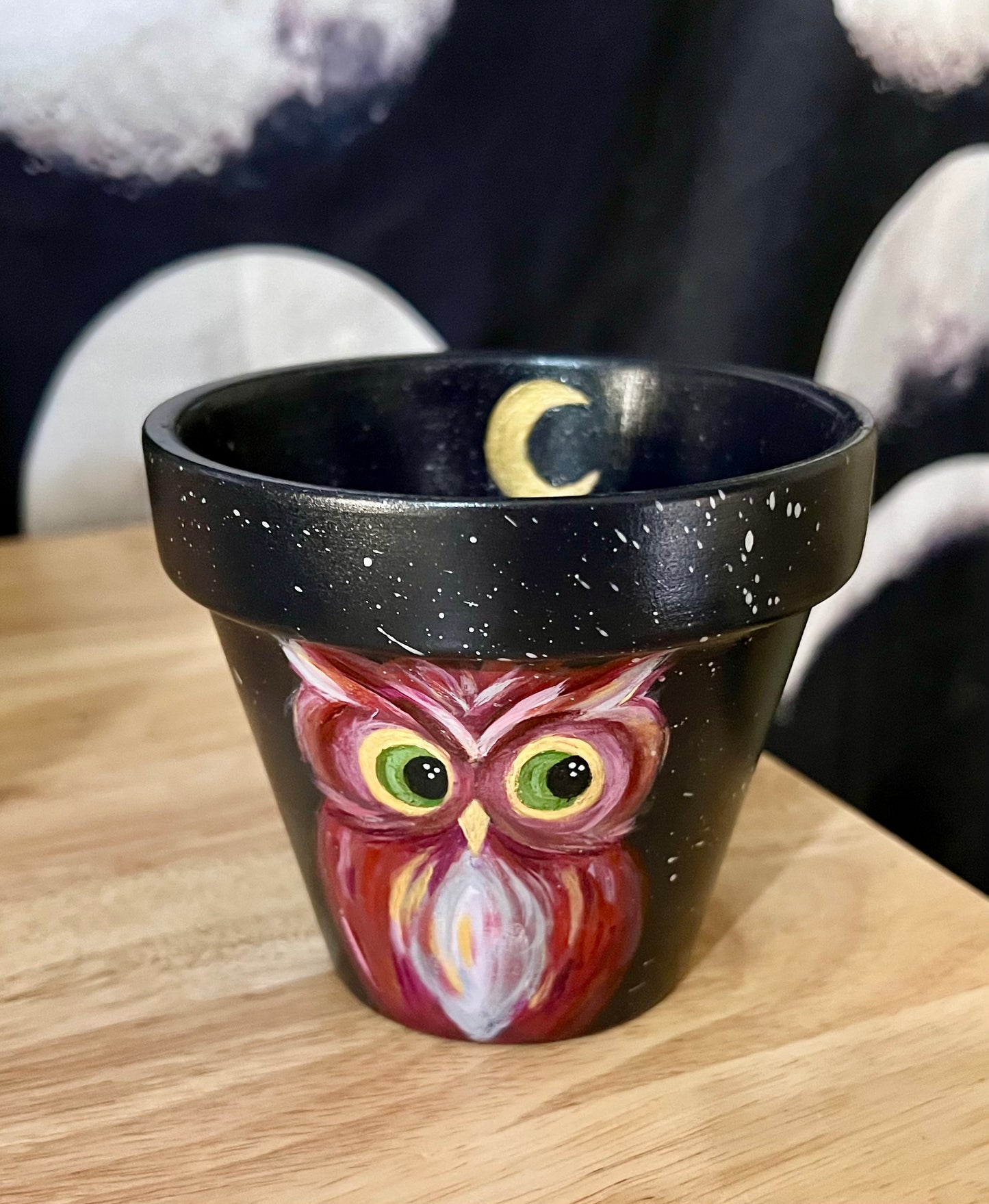 Owl Hand-painted Pot