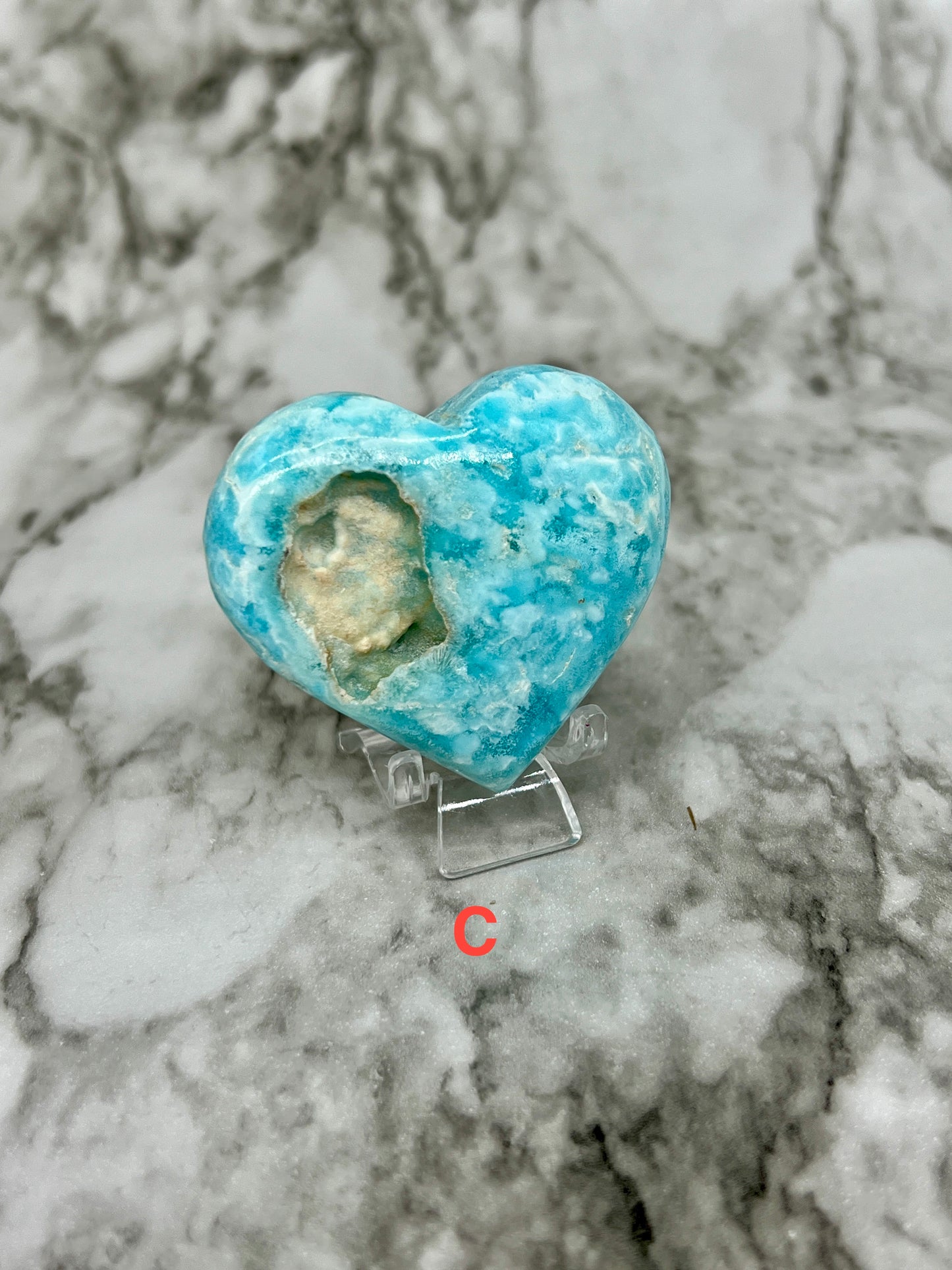 Blue Aragonite & Smithsonite Heart