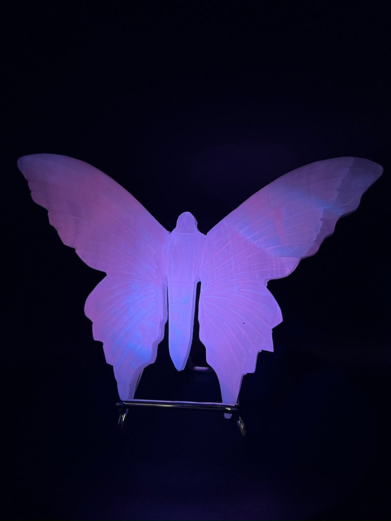 UV Reactive Pink Mangano Butterfly Carving