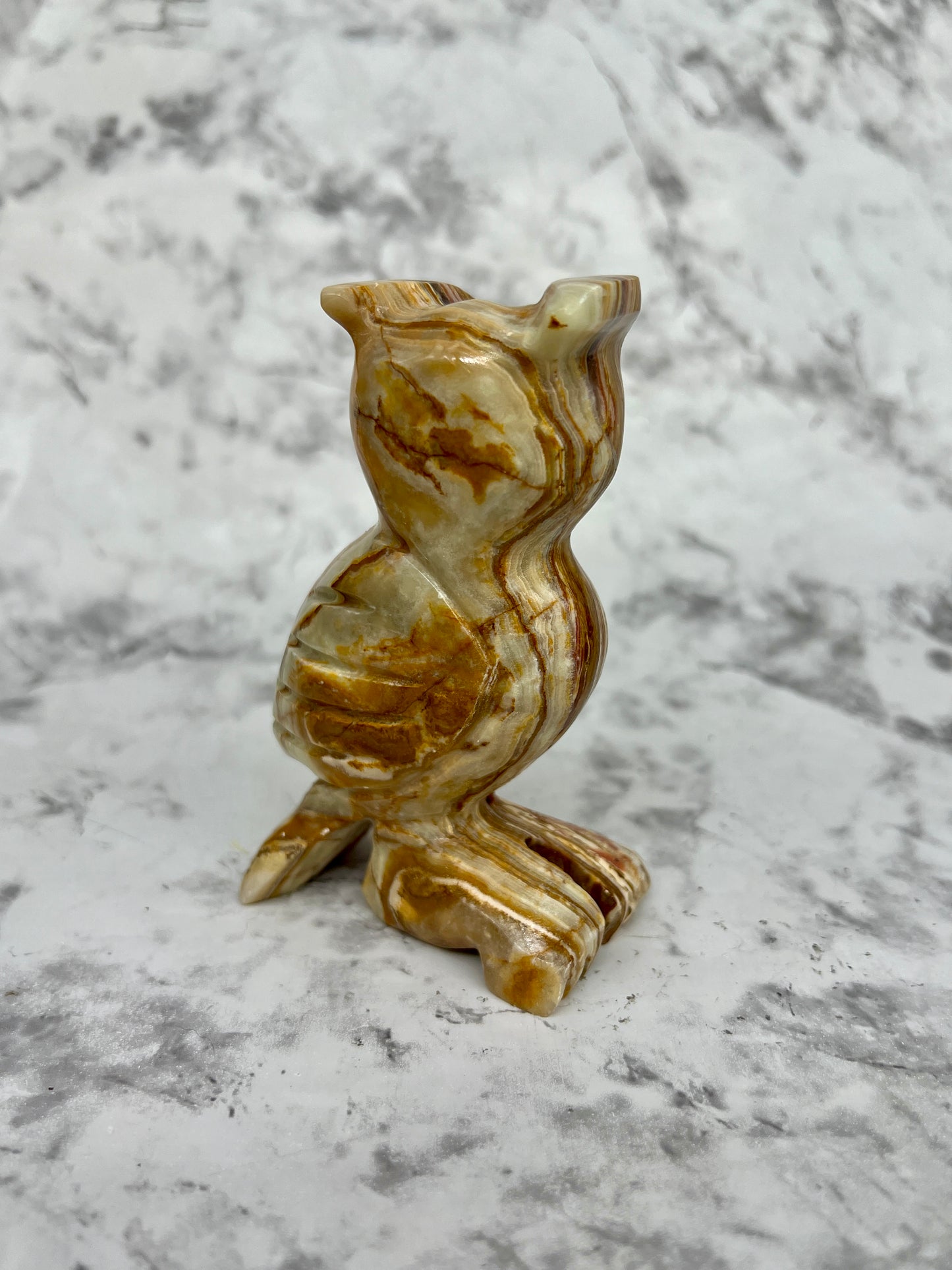 Green Onyx Owl Carving