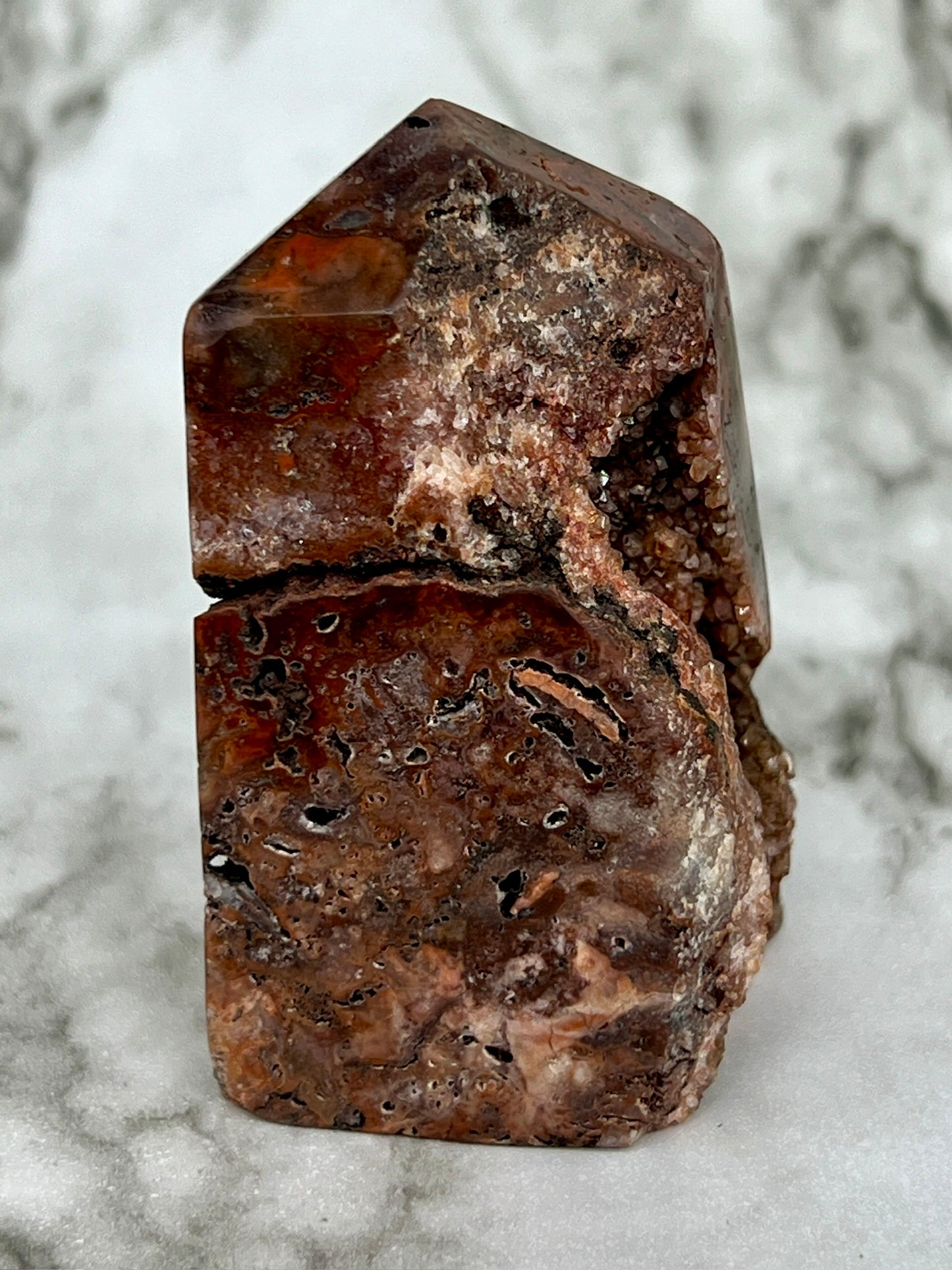 Red Druzy Sphalerite & Quartz Tower