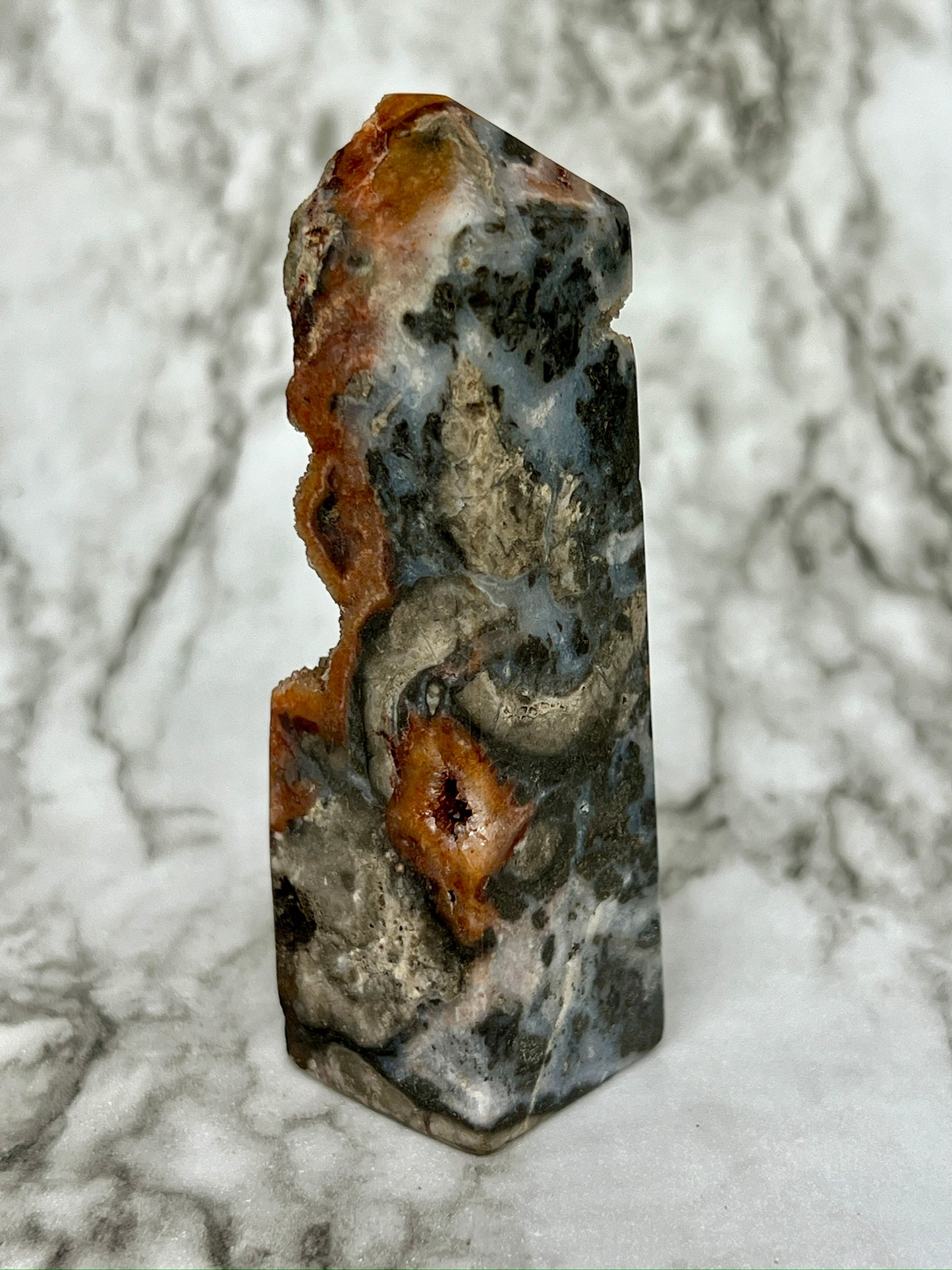 Red Druzy Sphalerite & Quartz Tower