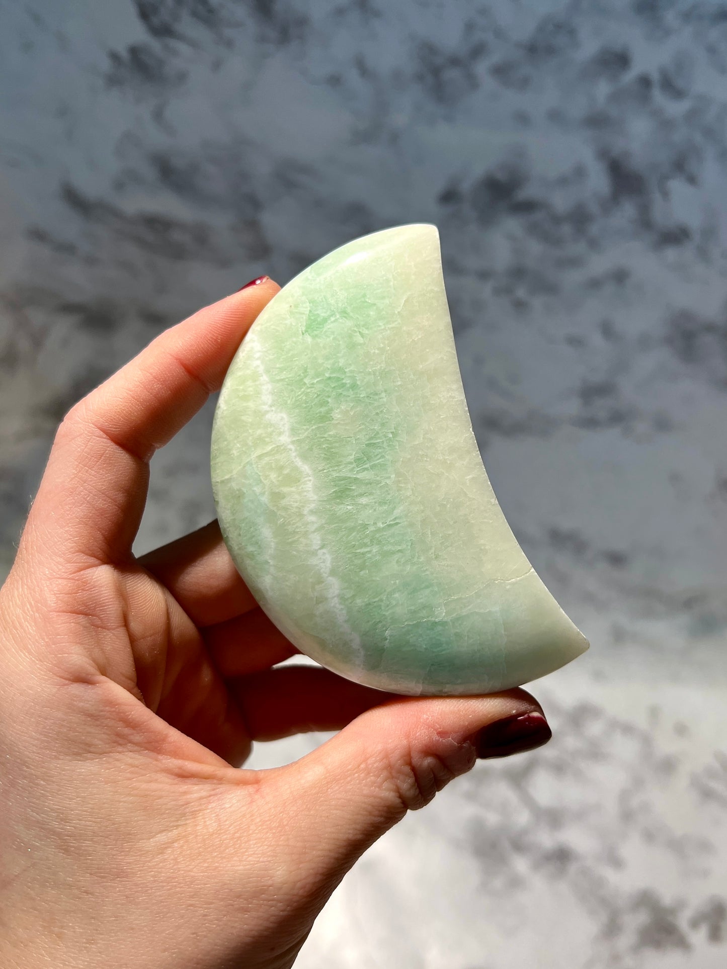 Pistachio Calcite Moon Carving