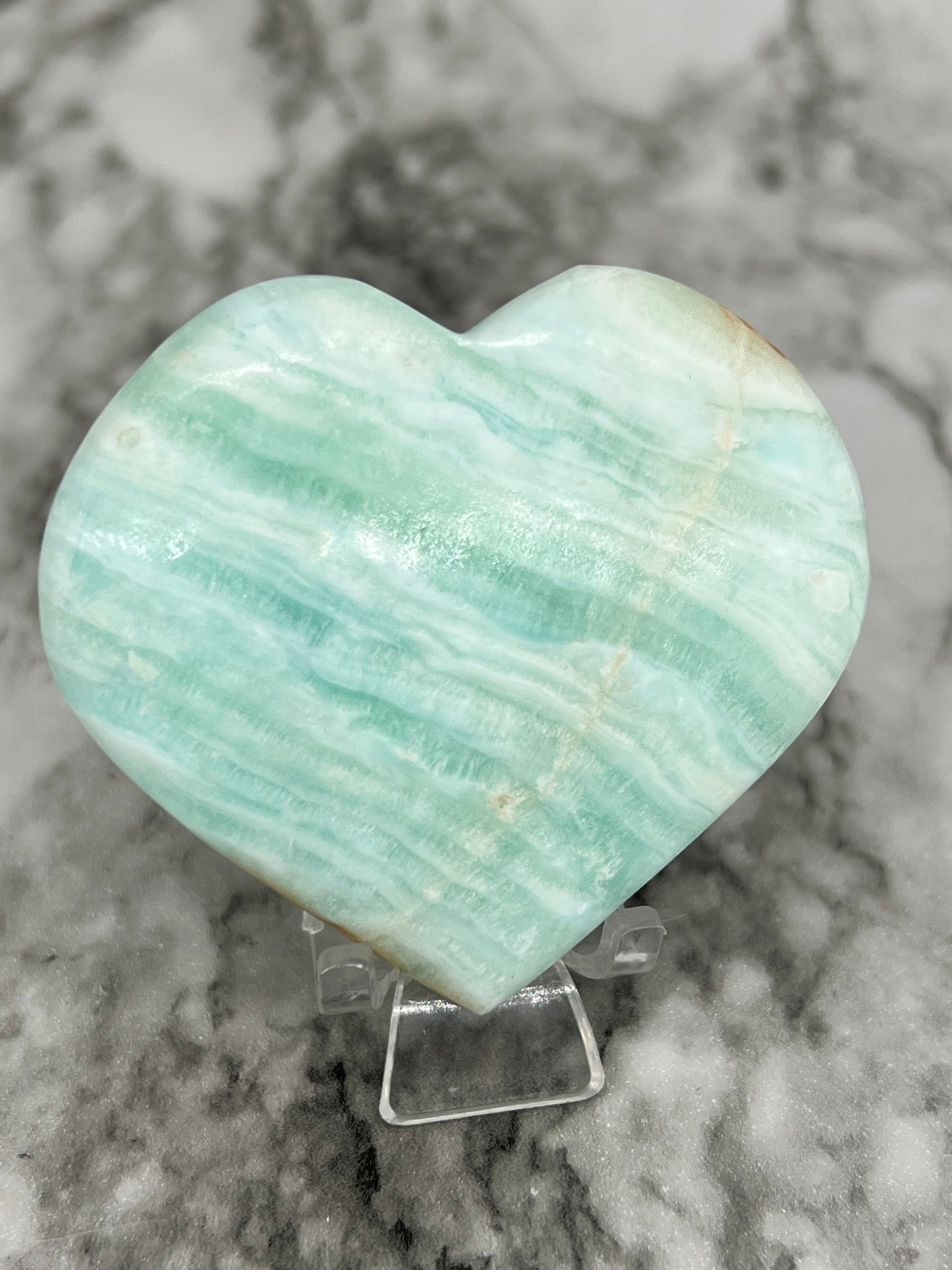 Aqua Caribbean Calcite Heart