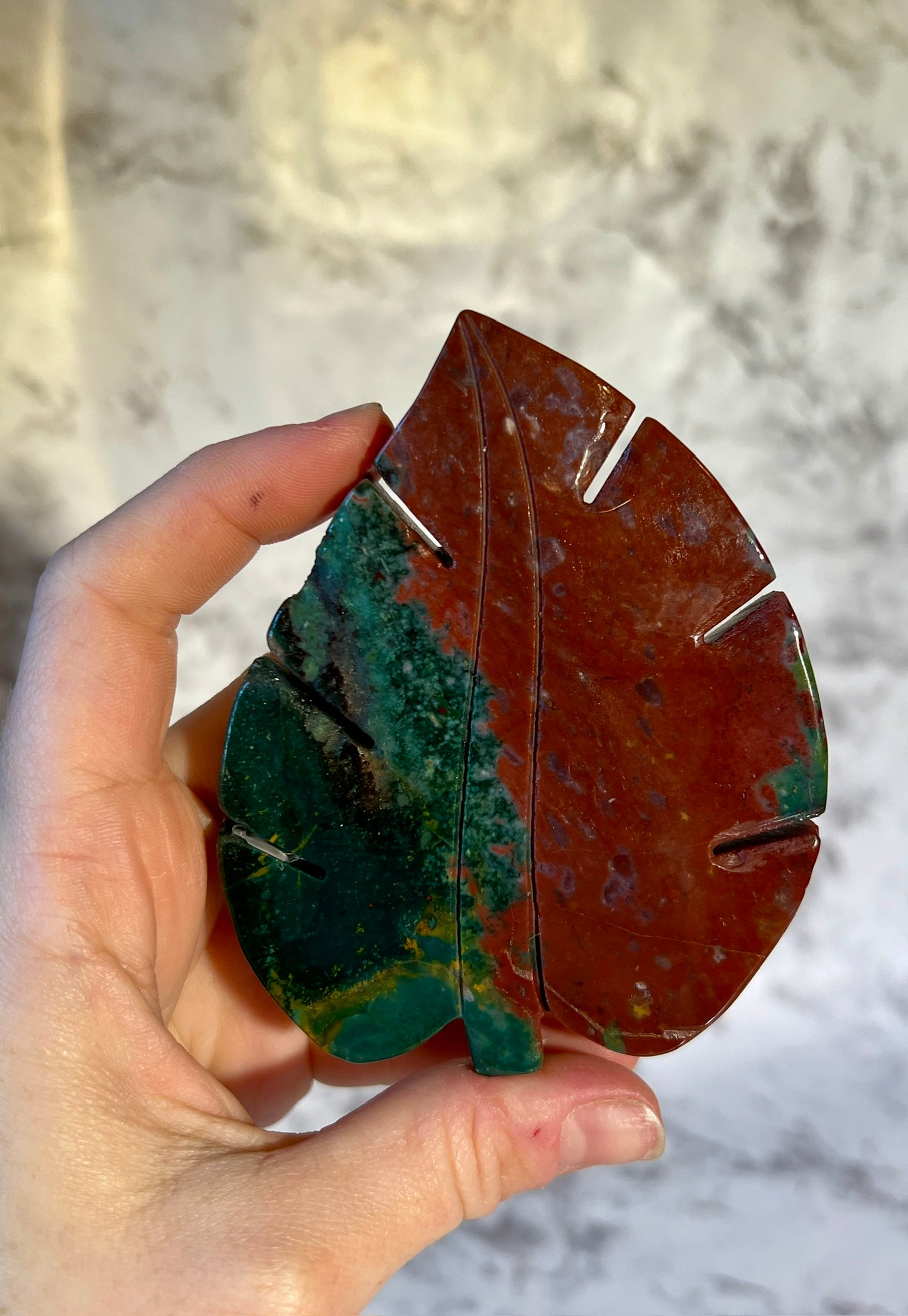 Ocean Jasper Leaf Carving
