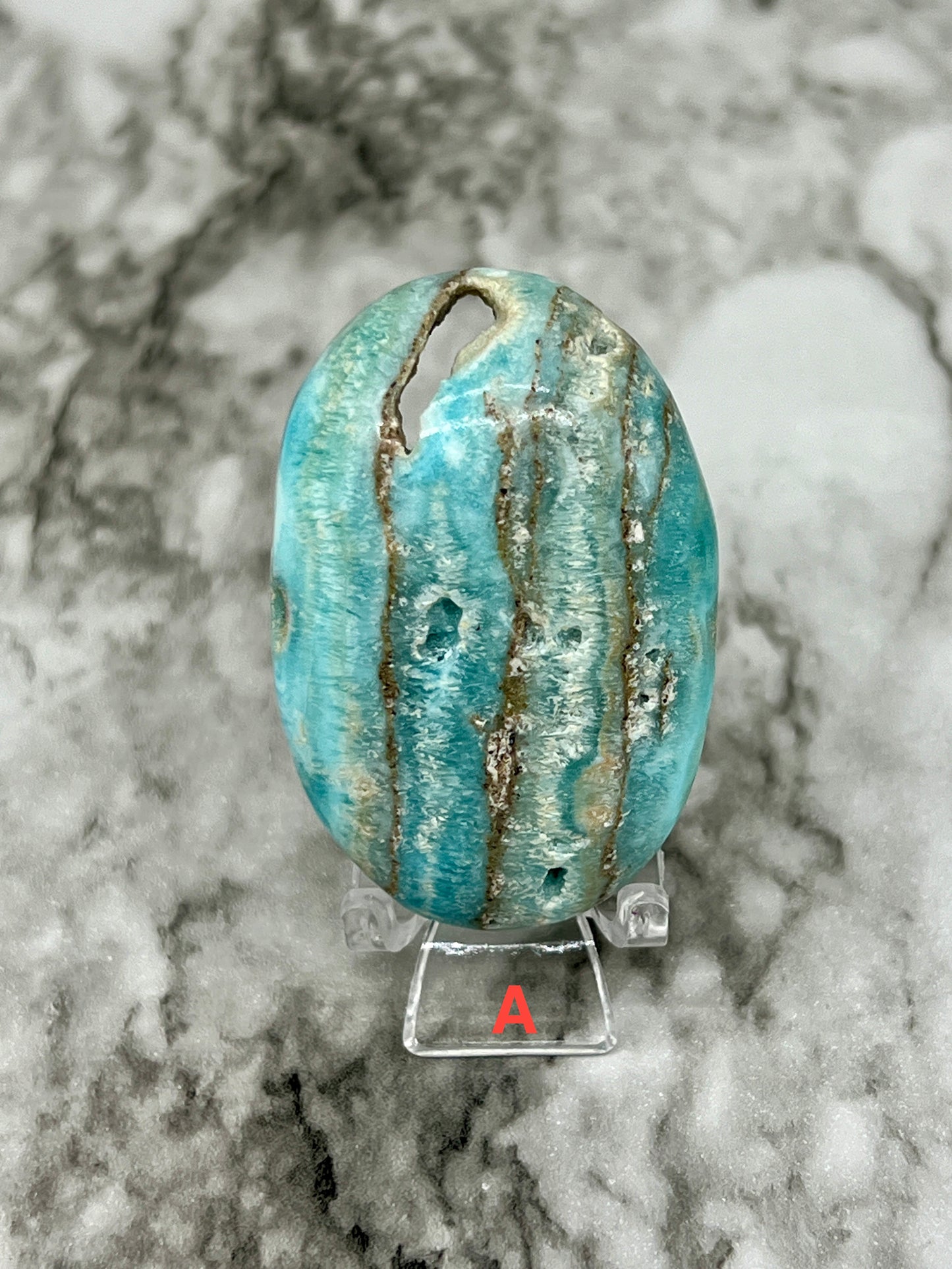 Blue Aragonite & Smithsonite Palm Stone