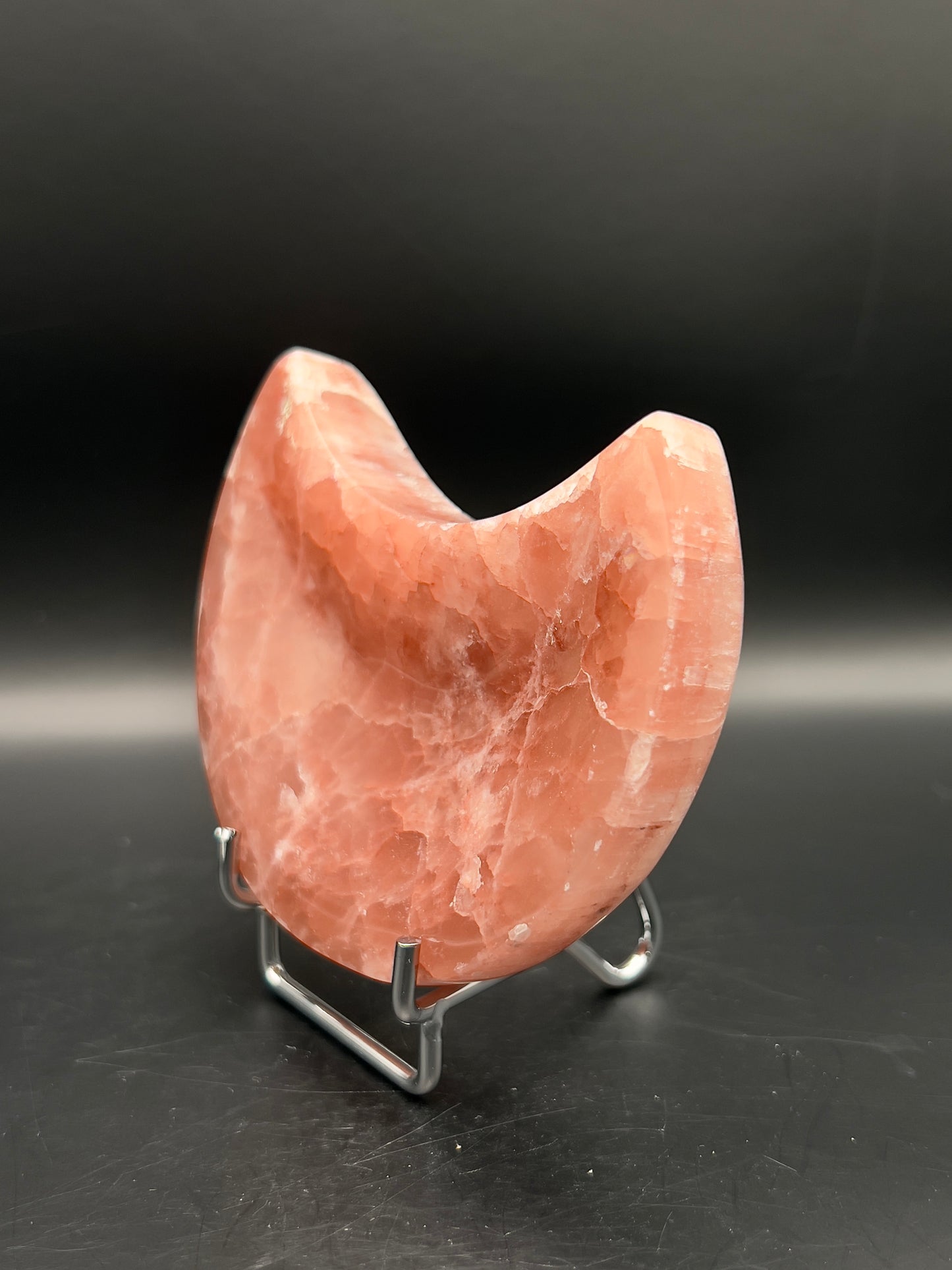 Rose Calcite Moon Bowl / Carving
