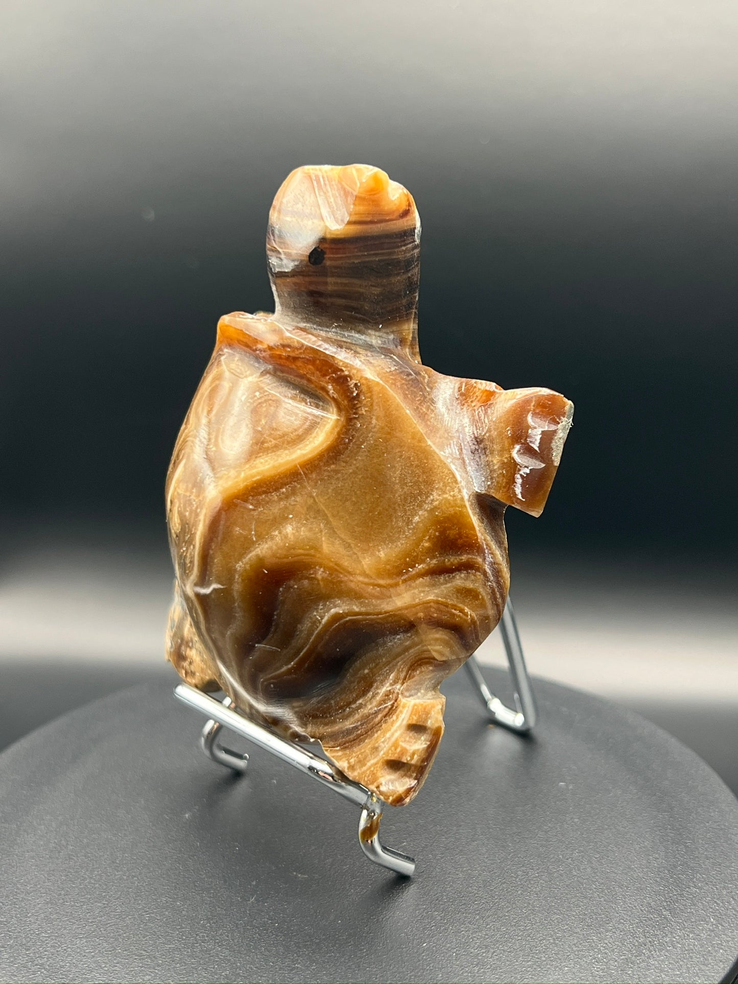 Chocolate Calcite Turtle Carving