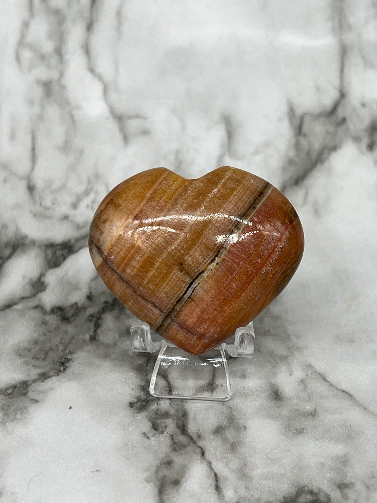 Peach Calcite Heart Carving