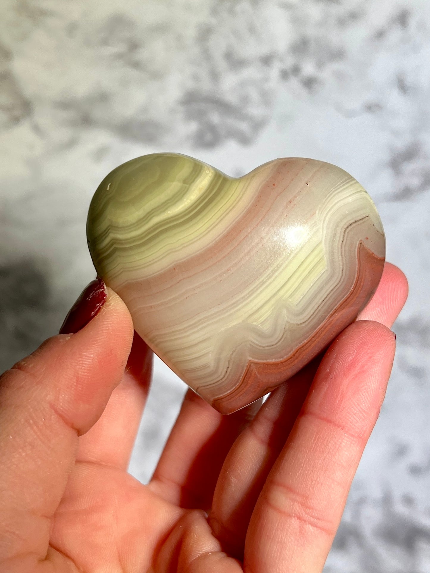 Pink Banded Onyx Heart